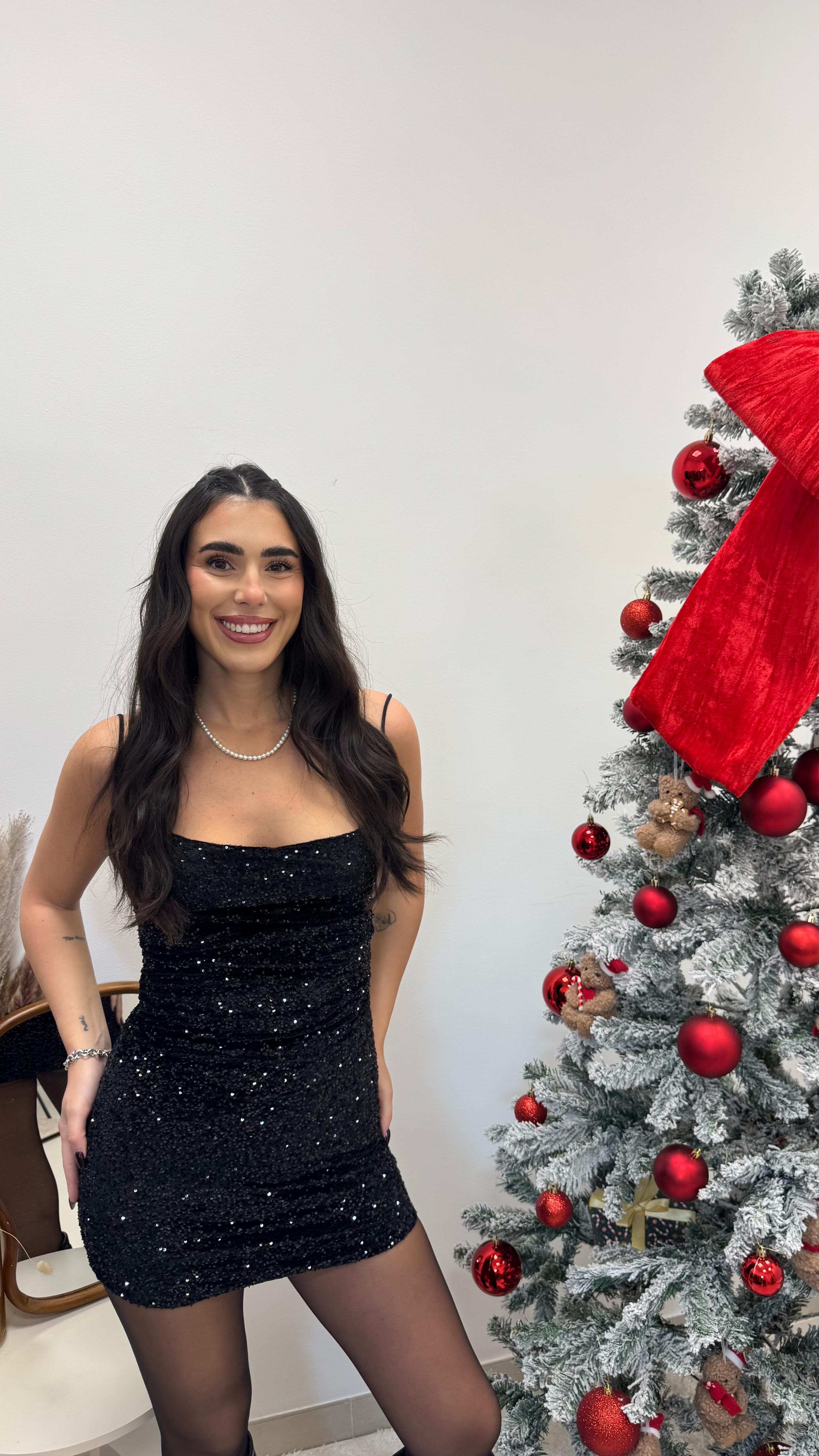 🥂Abito Velvet Shine Nero