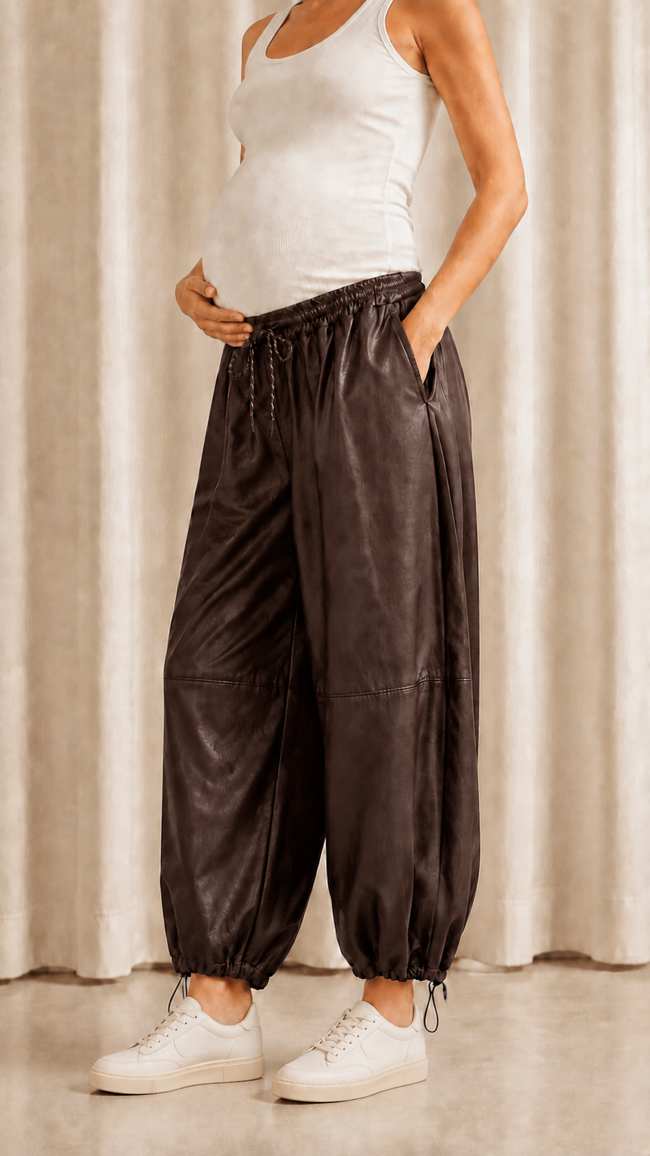 Panta Baggy Ecopelle Choco