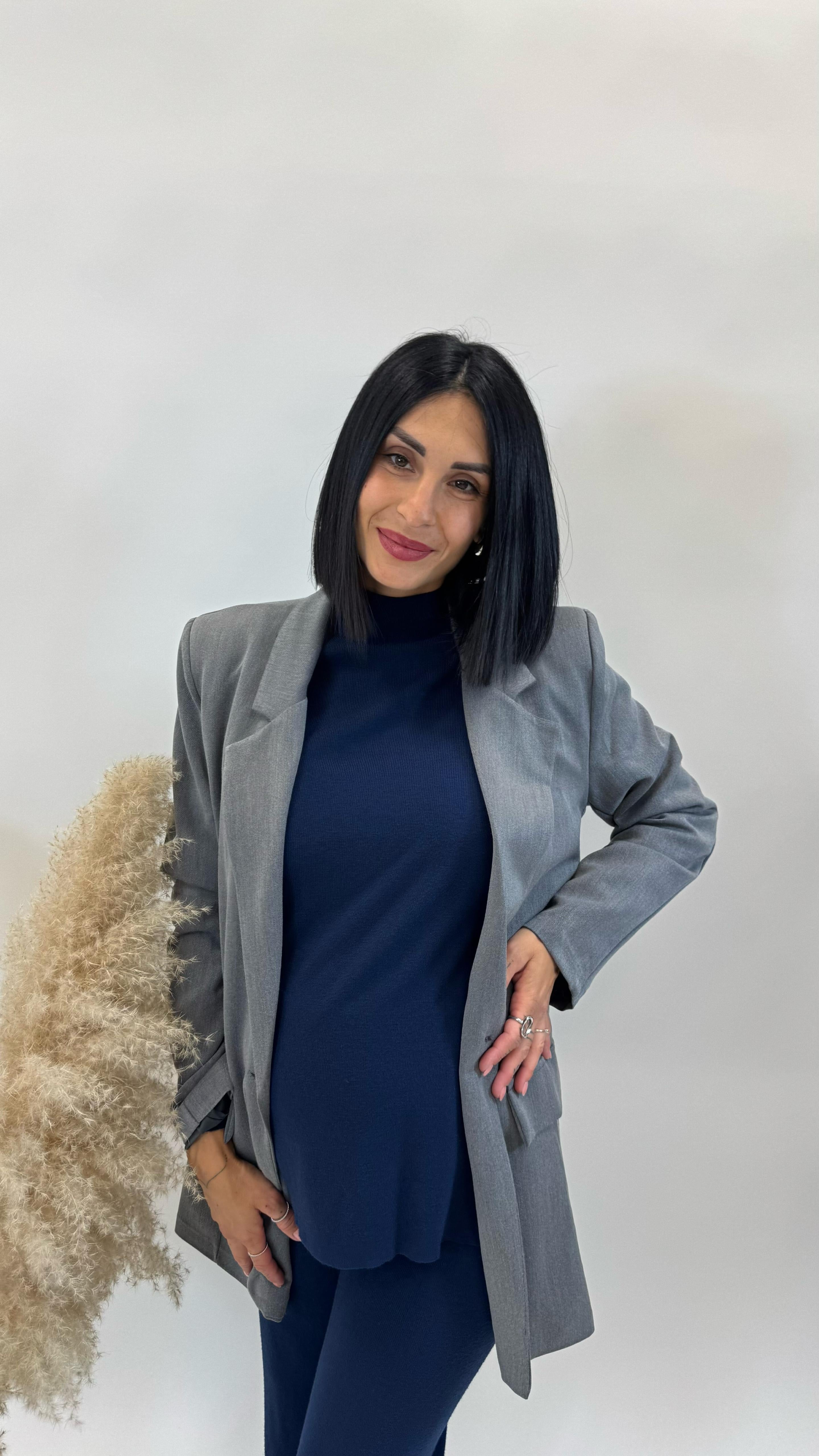 Giacca Oversize Grigio Perla