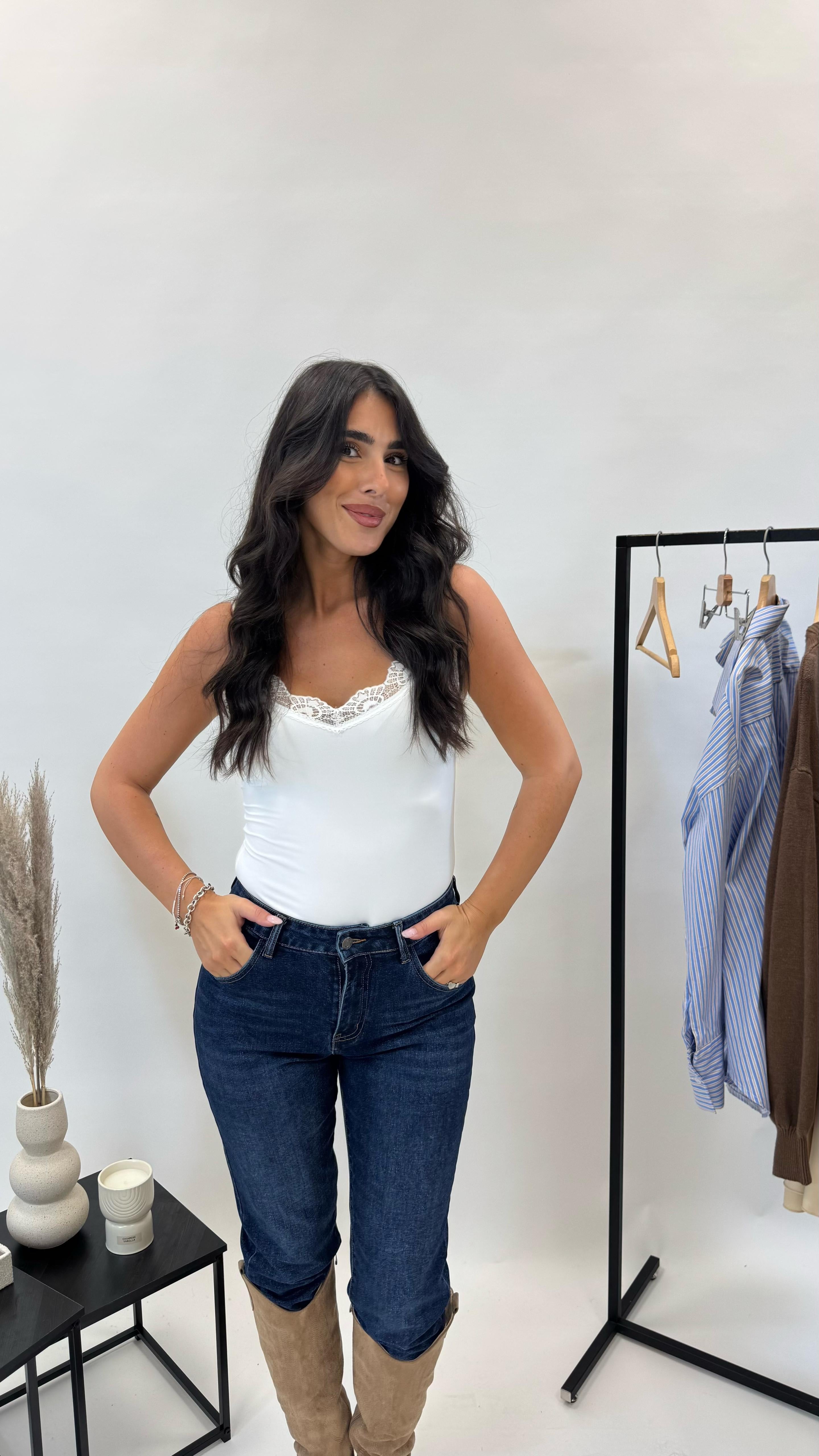 Body Lycra Inserto Pizzo Bianco