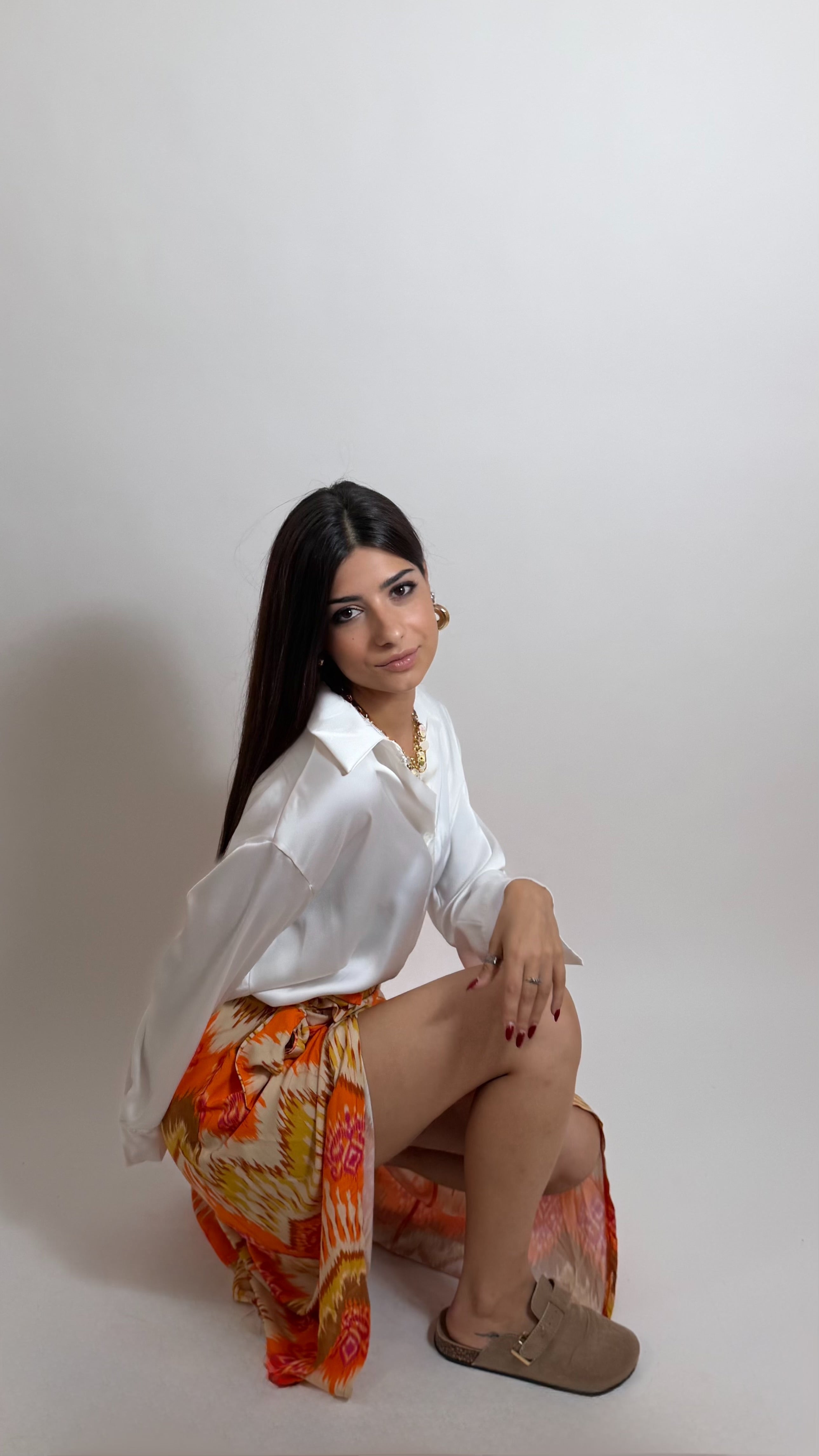 Gonna Pareo Midi Etnica Orange