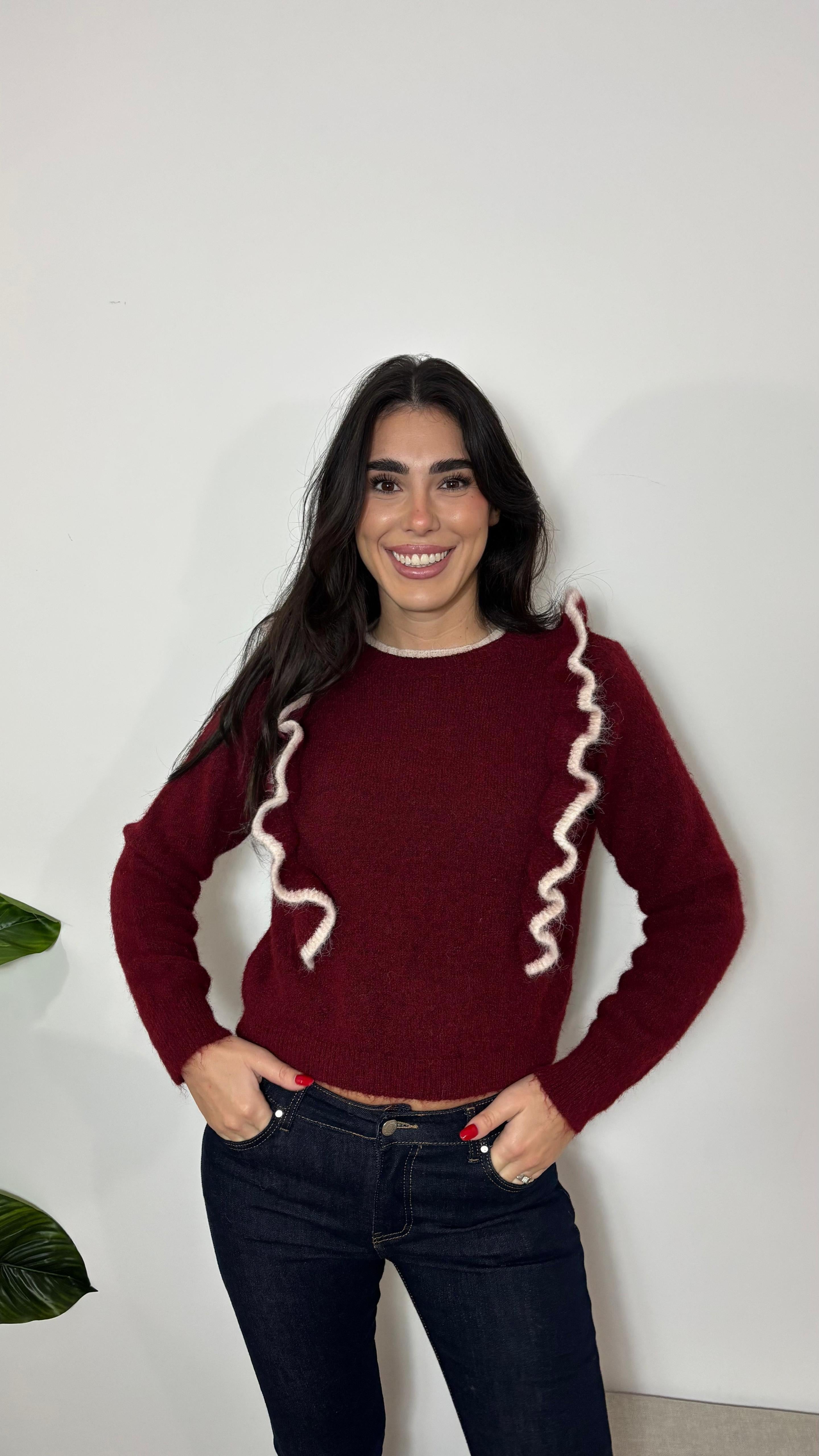 Pull Cozy Ruffles Burgundy