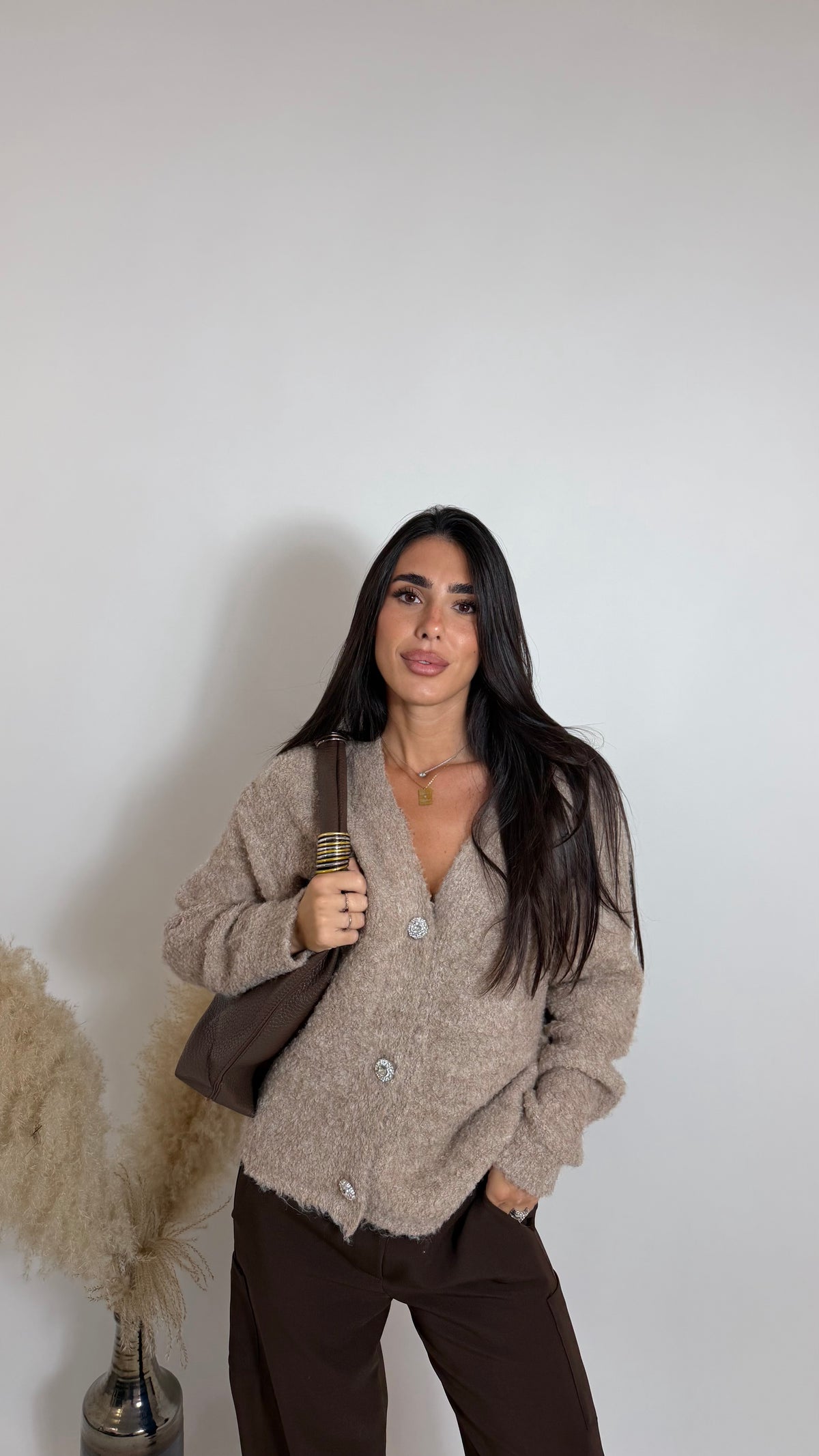 Cardigan Soft Jewel Tortora