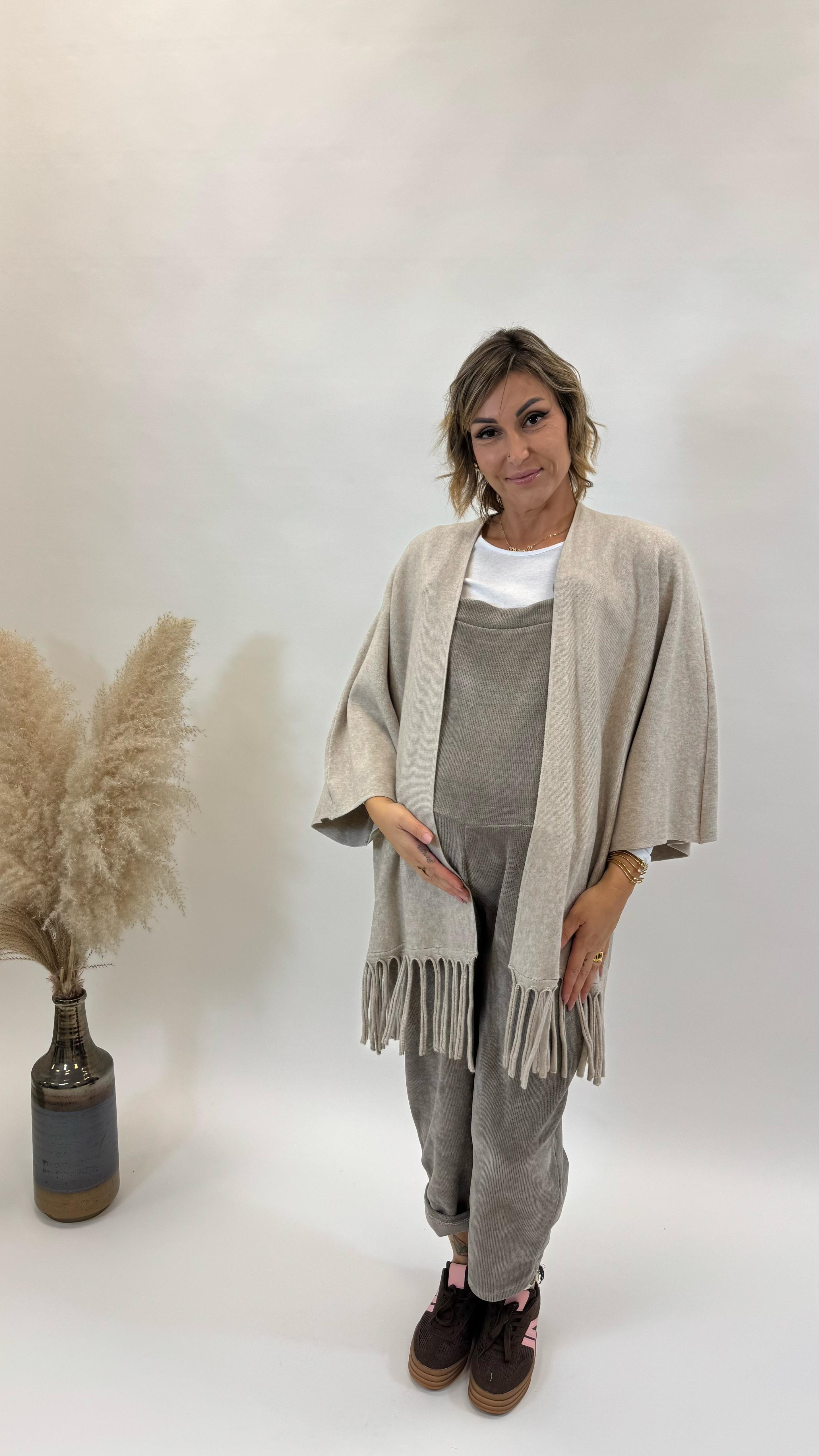 Cardigan Manica Campana Tortora