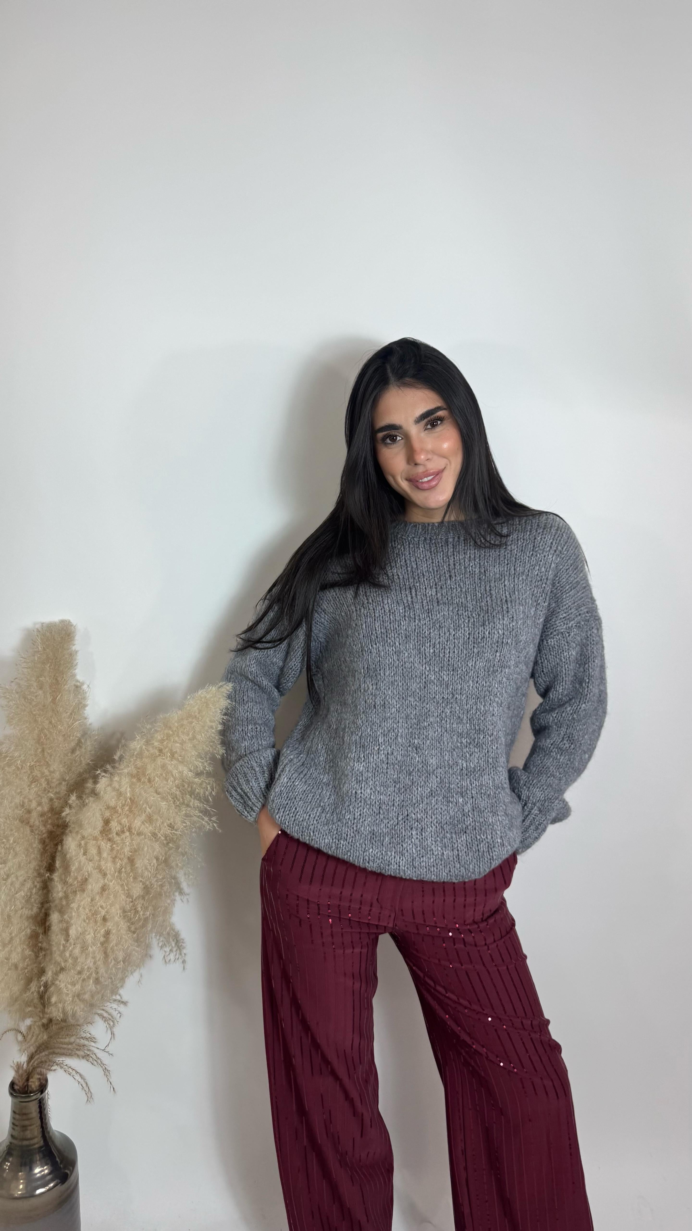 Pantalone Shine Tessuto Classico Burgundy