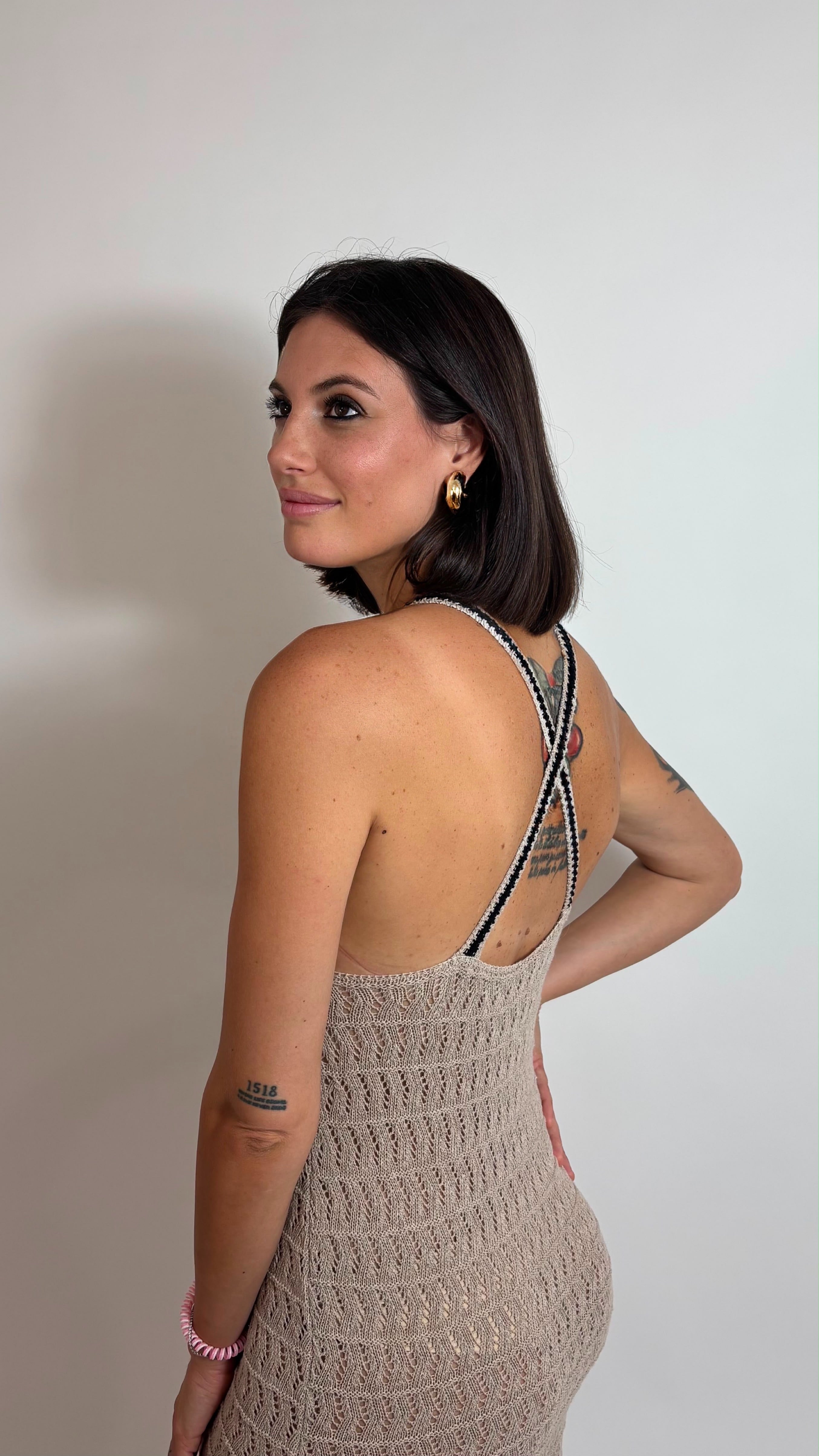 Abito Triangolo Crochet Tortora