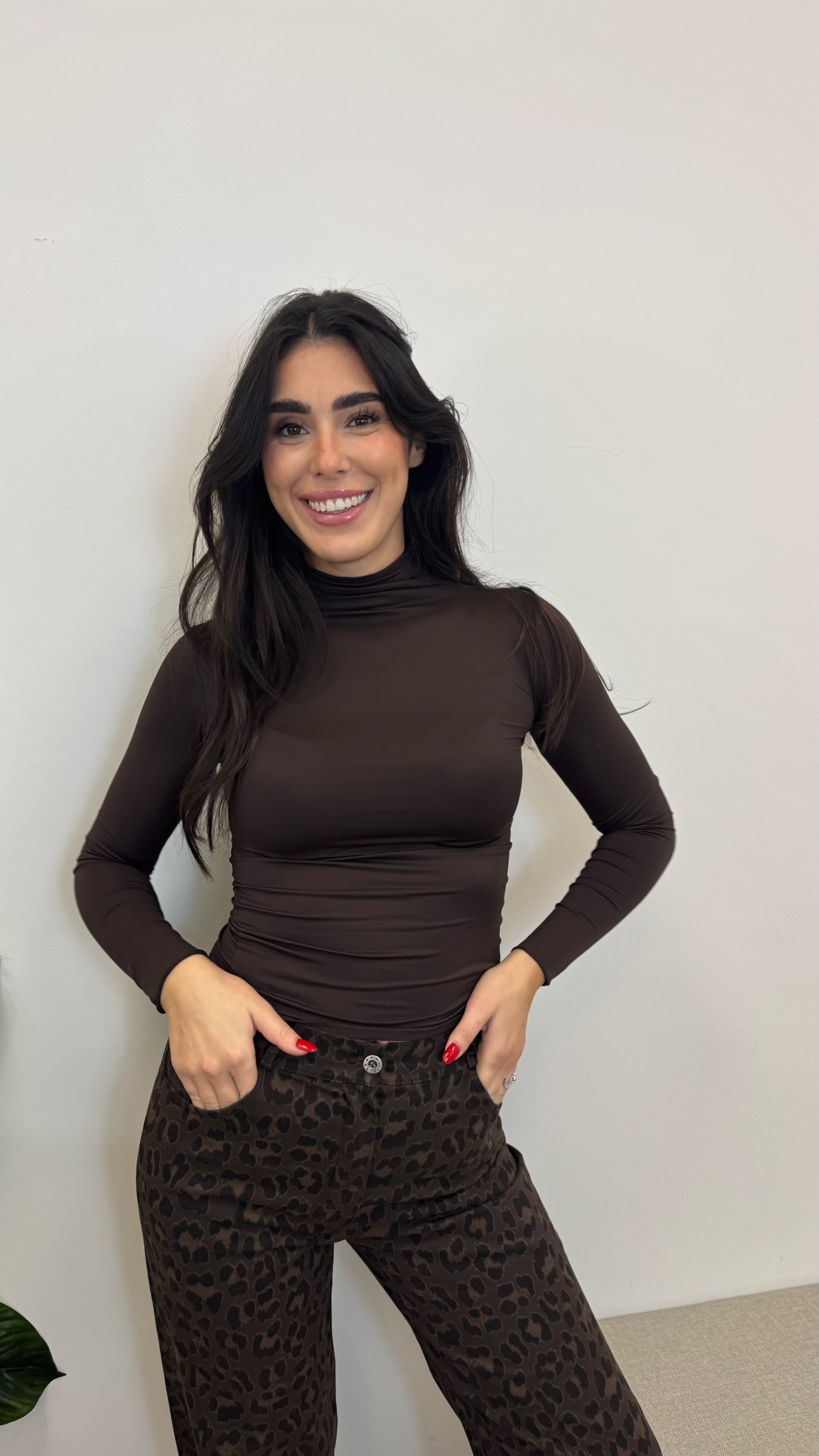 Maglia Basic Lycra Mezzo Collo Choco