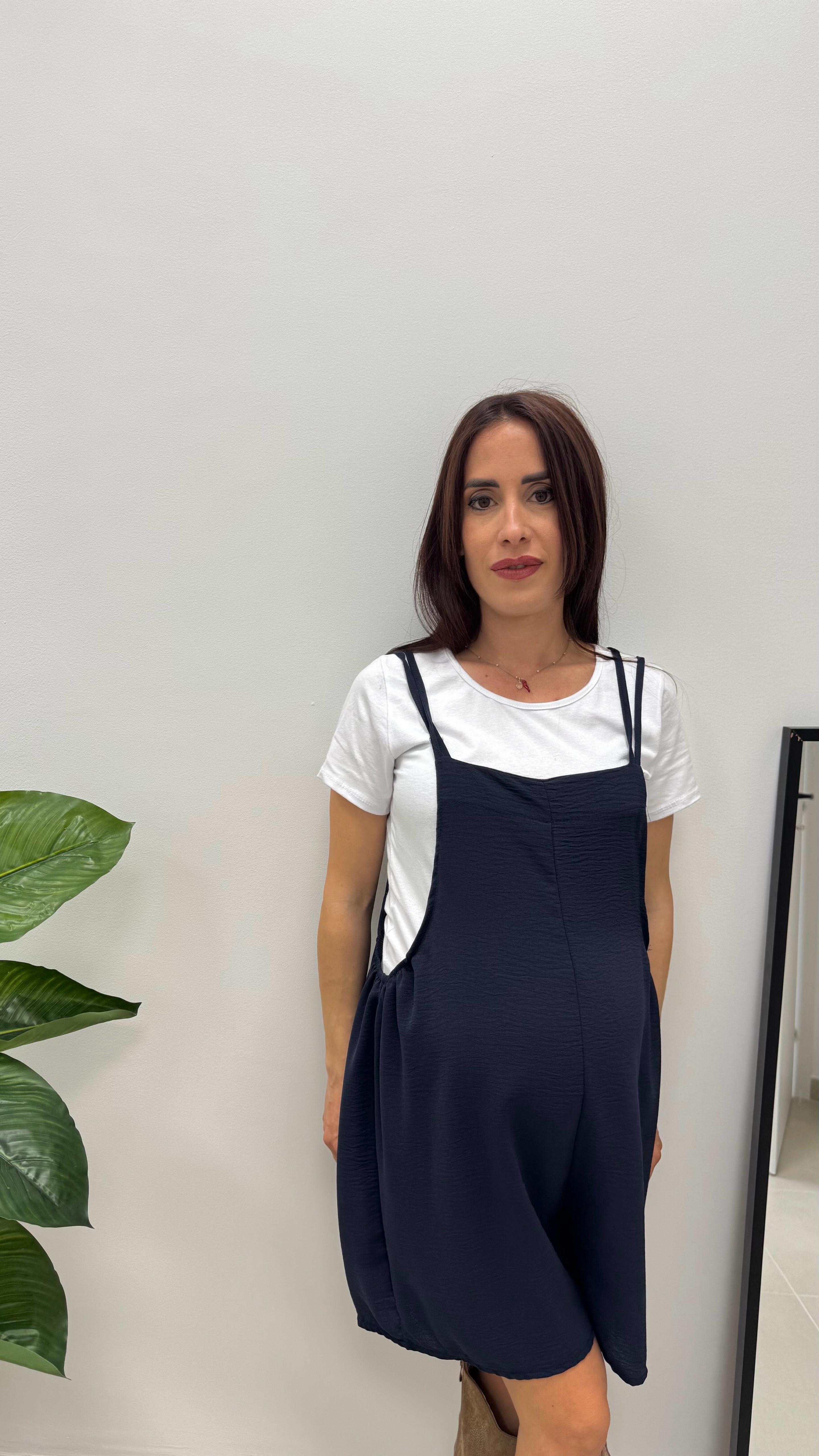 Mini Salopette Safari T-shirt Inclusa Blu Notte