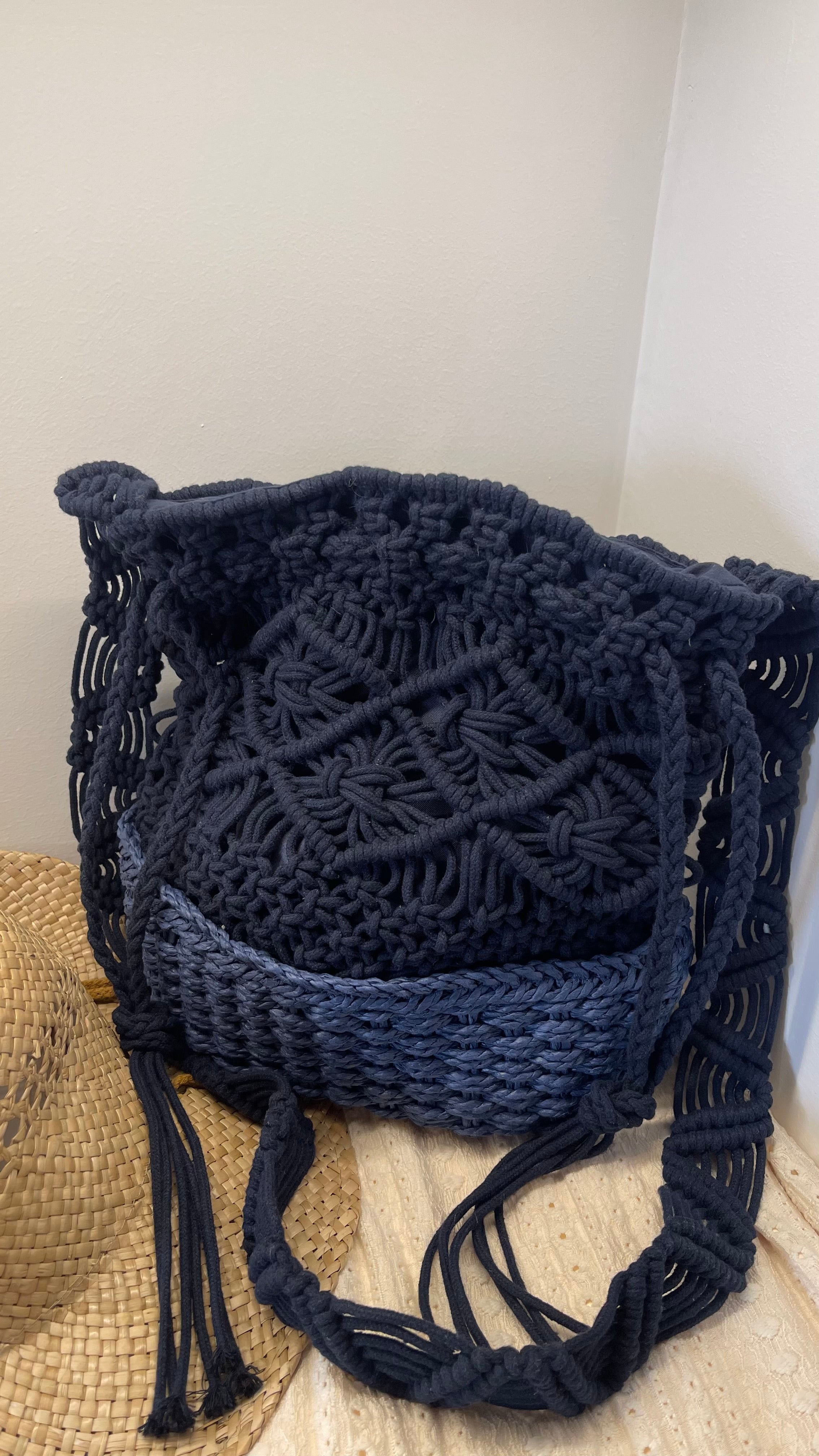 Bag Crochet Bicolor Blu