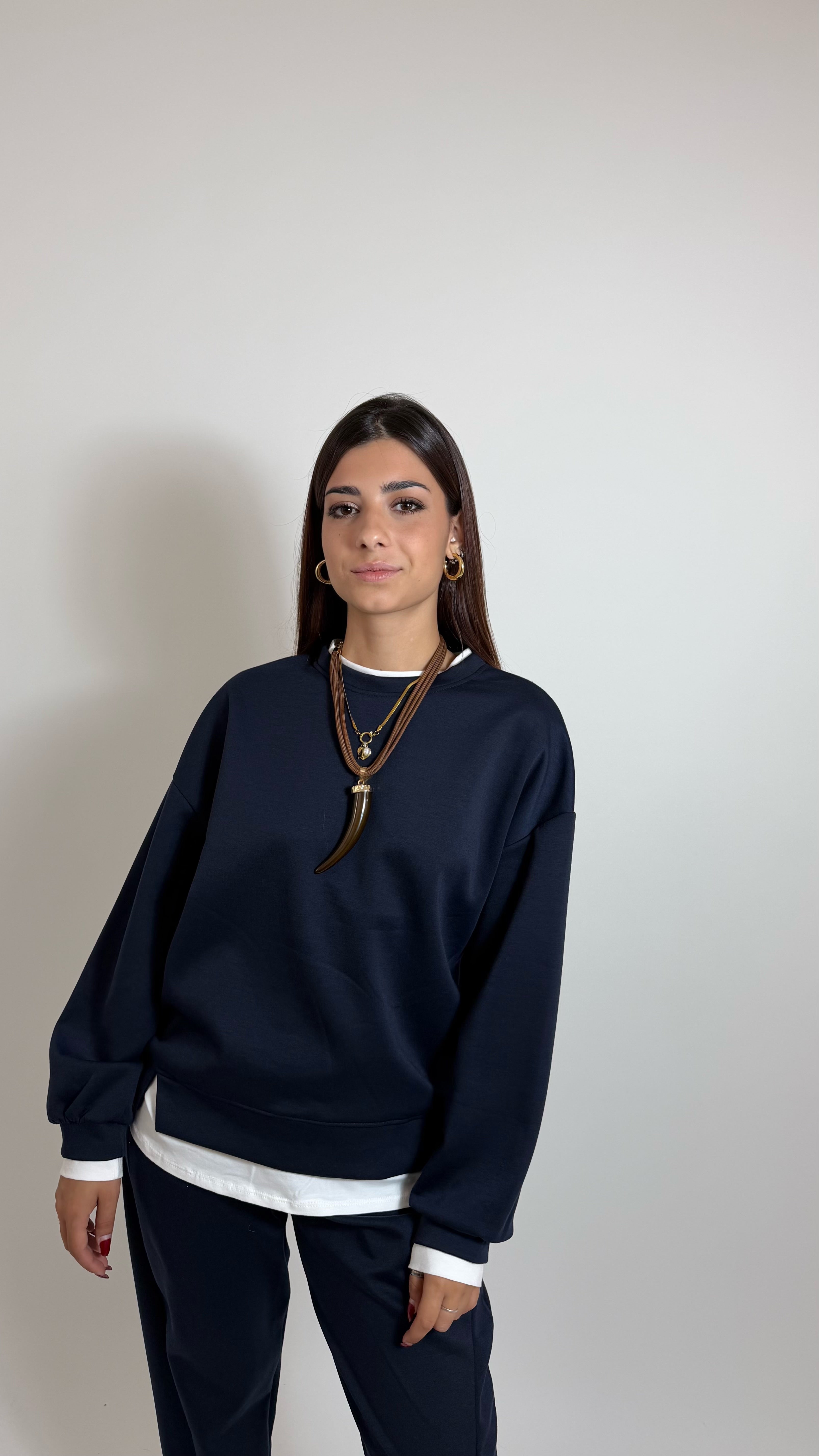 Felpa Con Maglia Over Blu