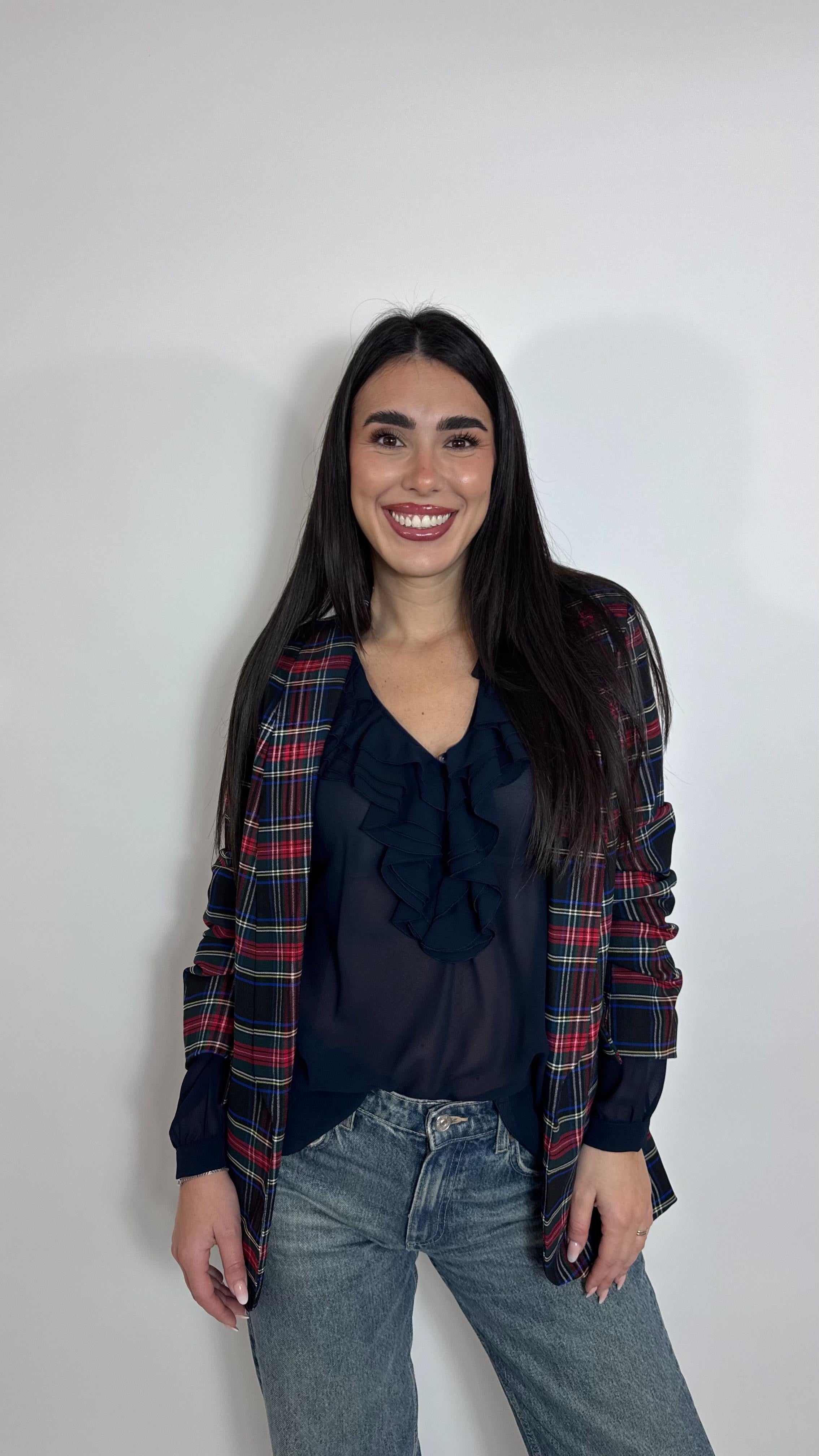 Camicia Volant Blu Notte