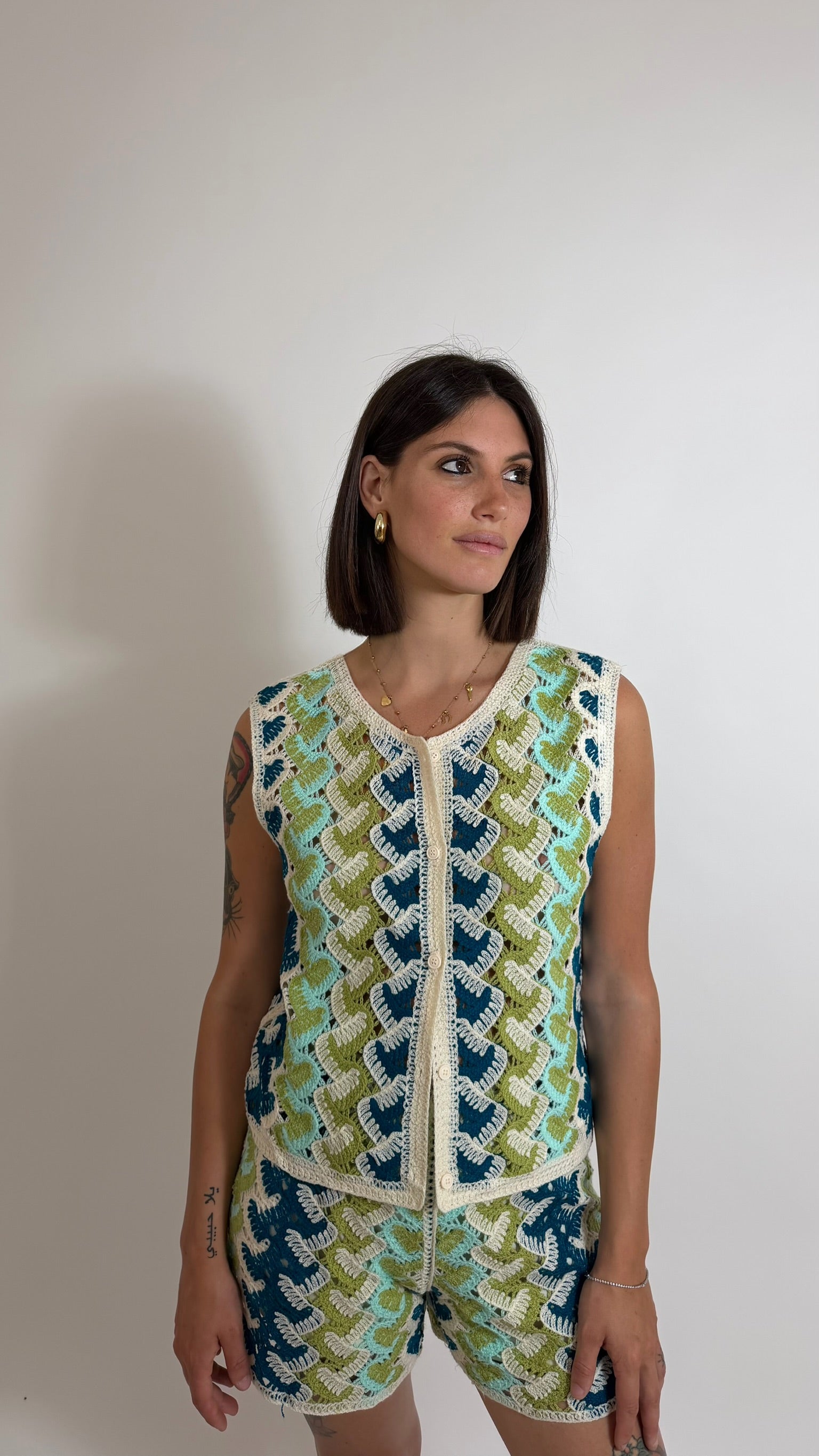 Set Crochet Rainbow Verde
