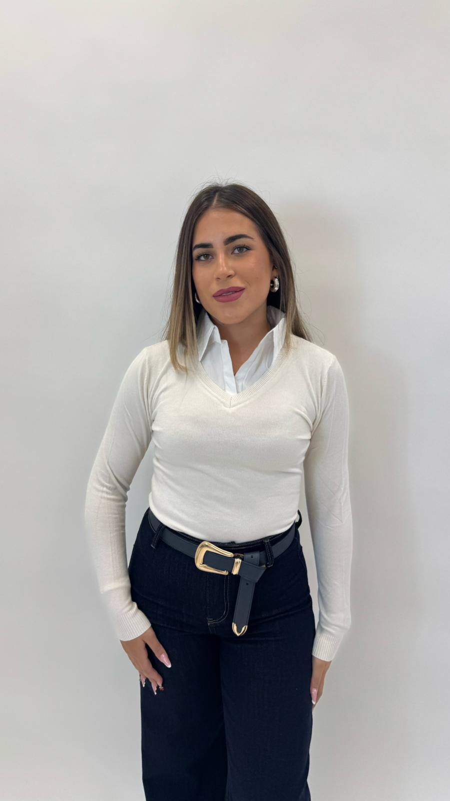 Pull Camicia Cucita Burro
