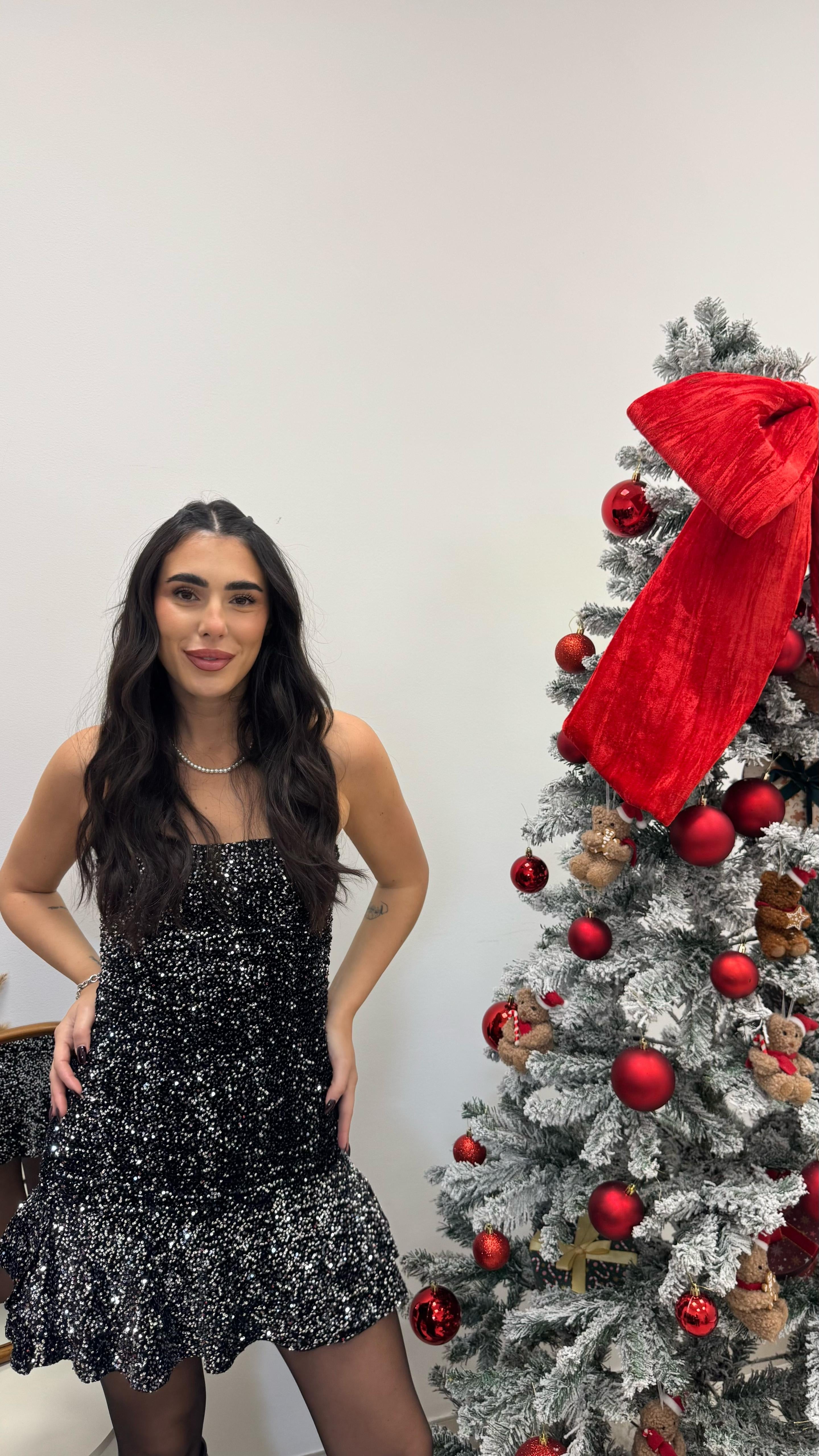 🥂Abito Velvet Glam Silver Black