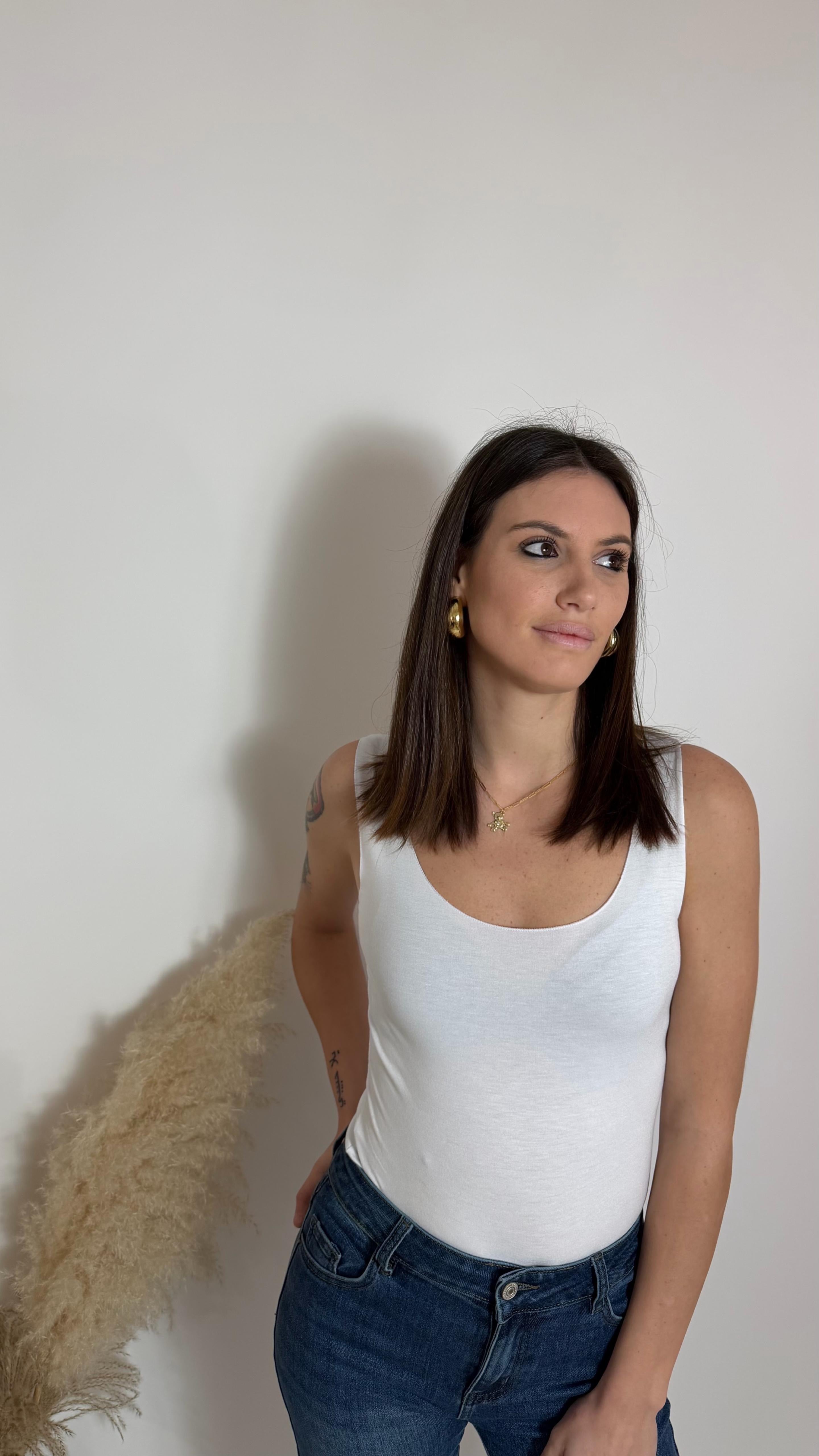 Canotta Basic Cucitura Laser Bianca