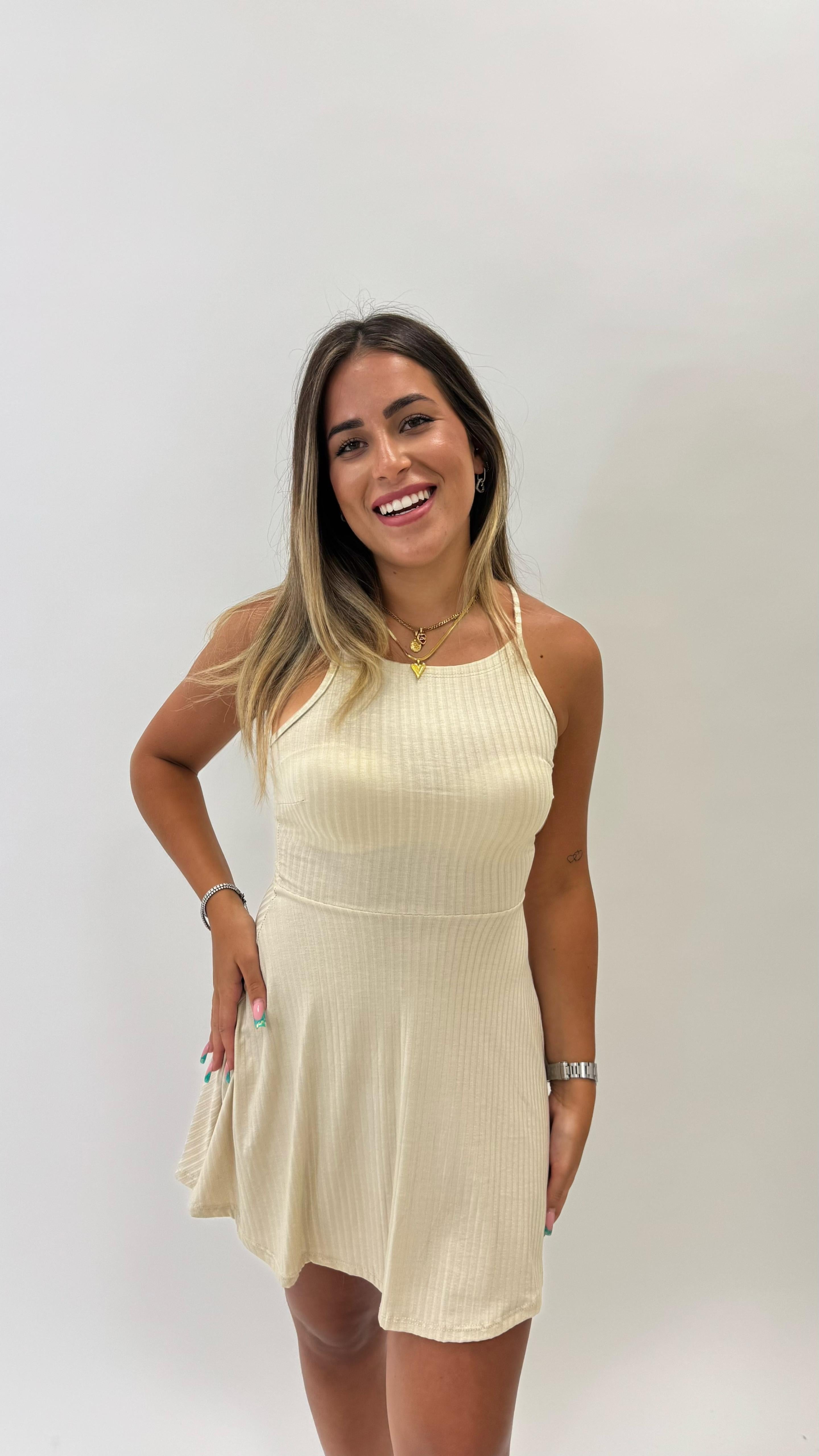 Minidress Ruota Coste Strette Burro