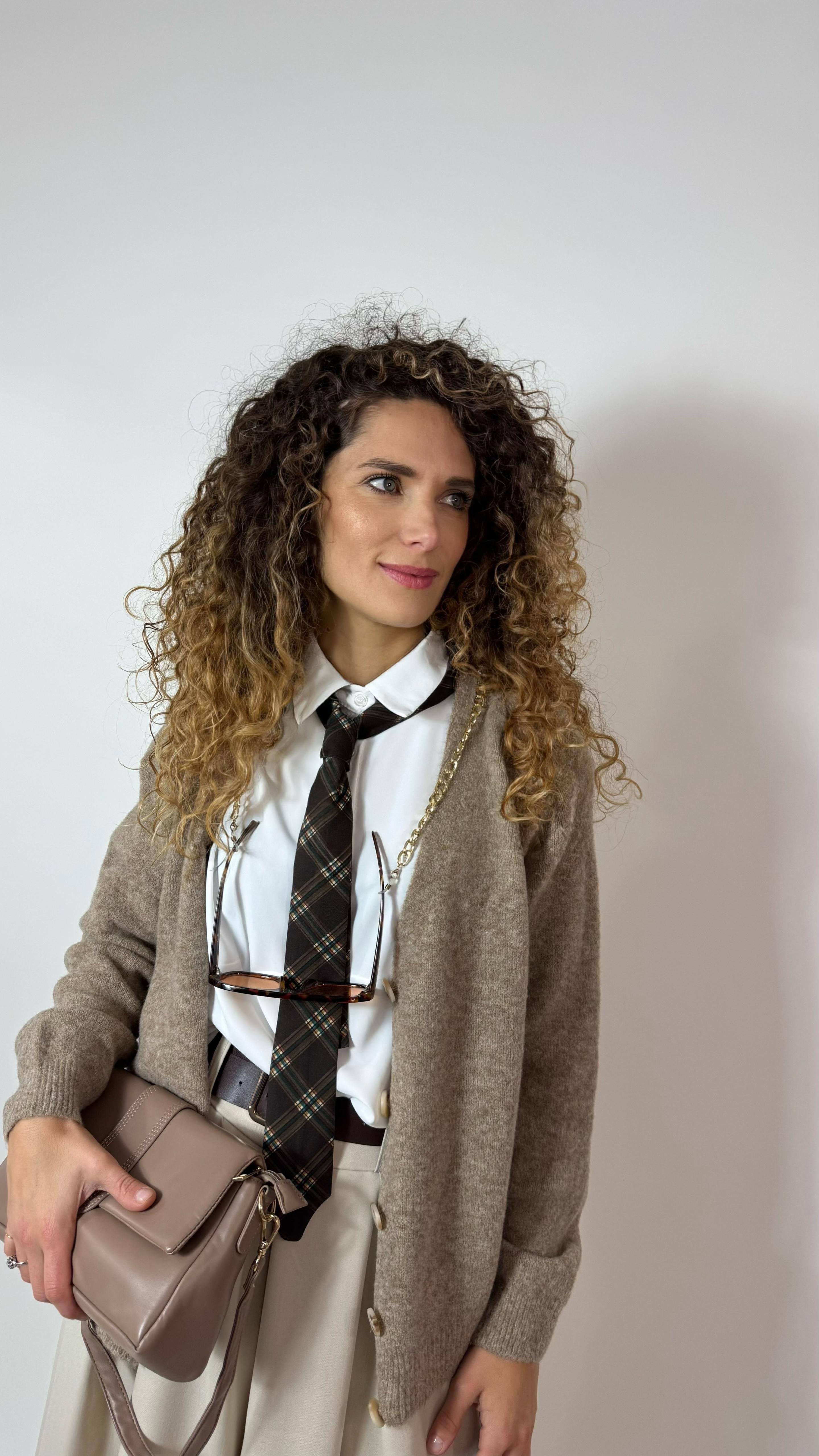 Camicia Con Cravatta Brown