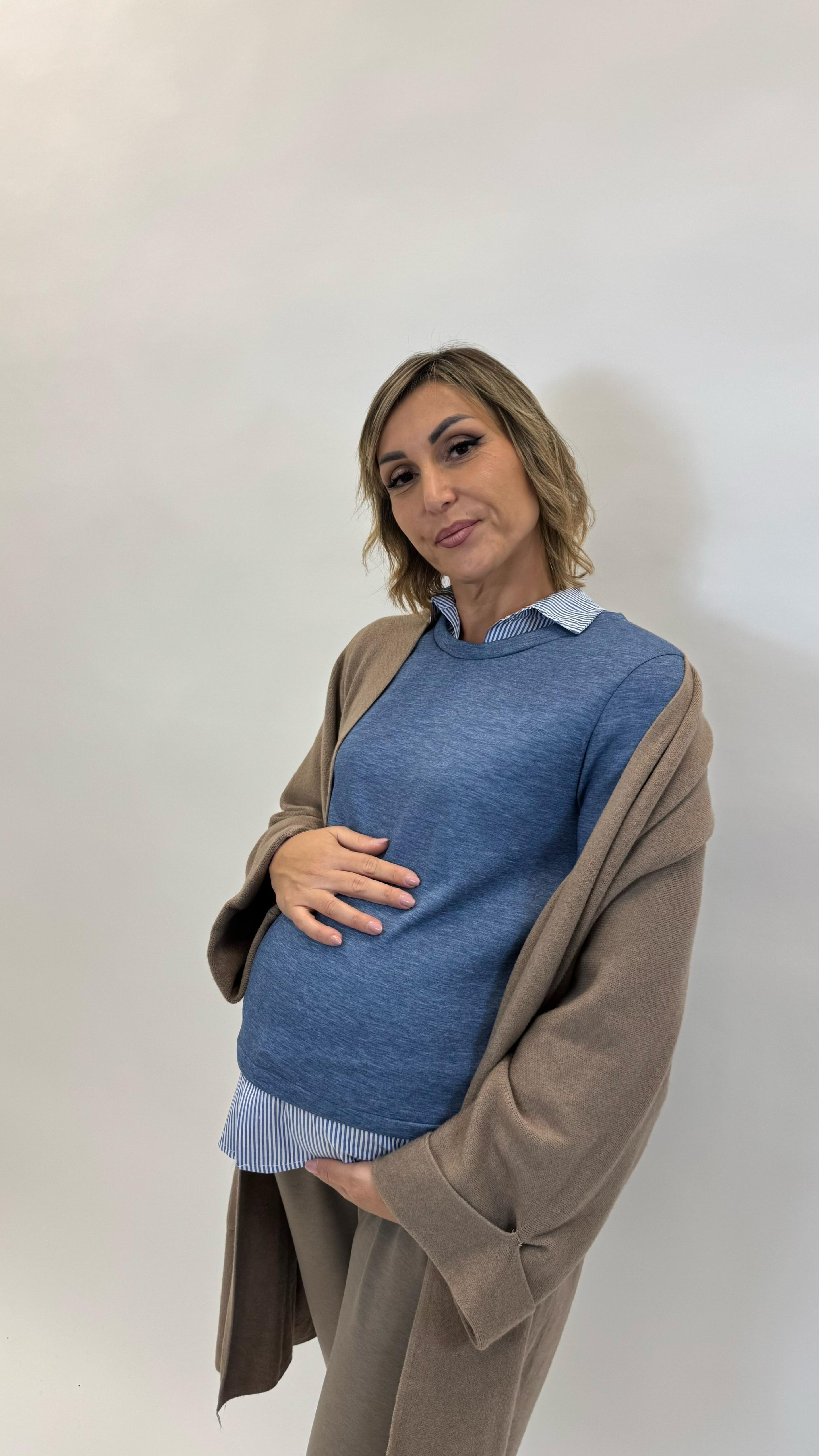 Felpa Camicia Cucita Ceruleo