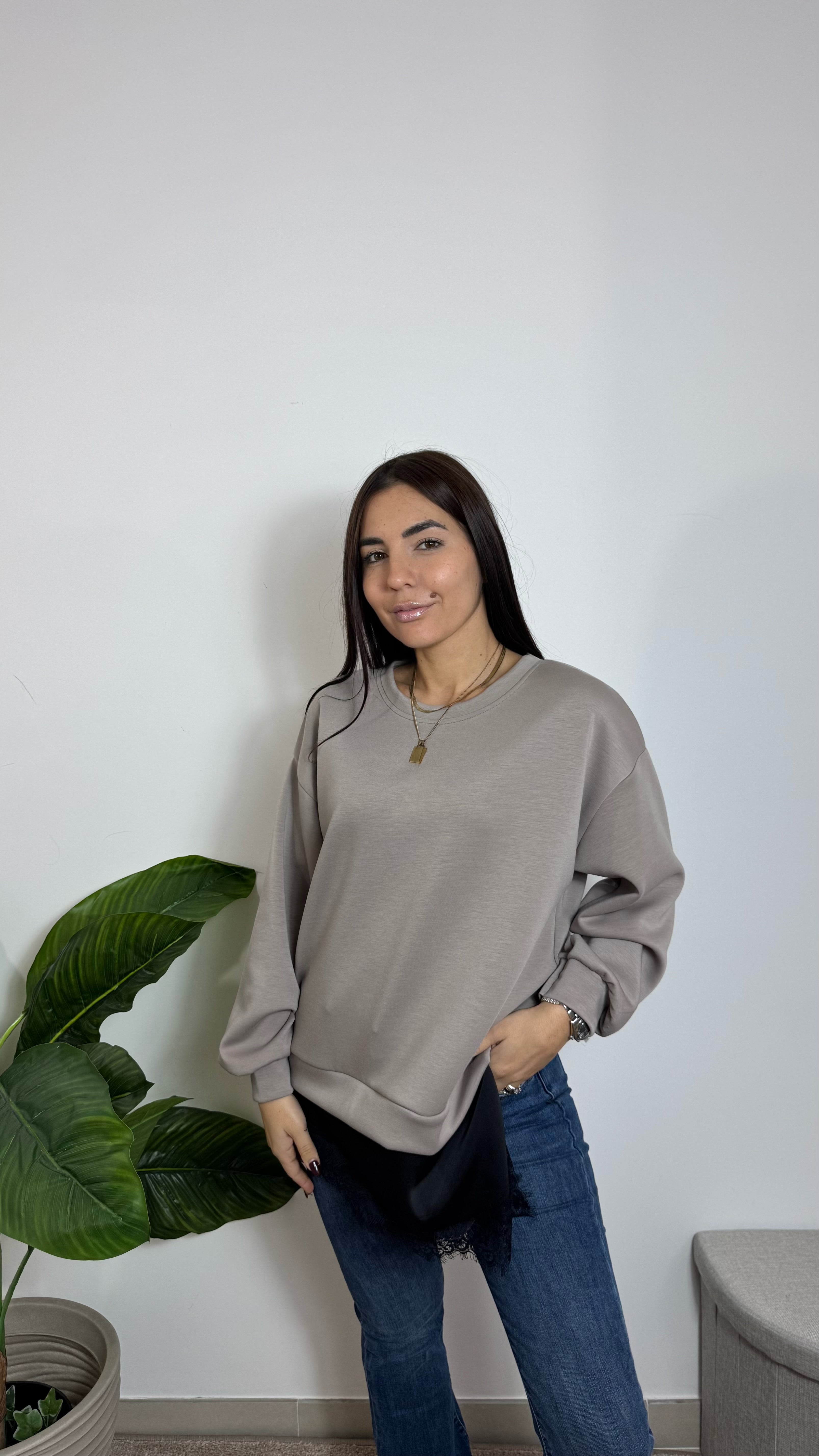 Felpa Comfy Lace Tortora