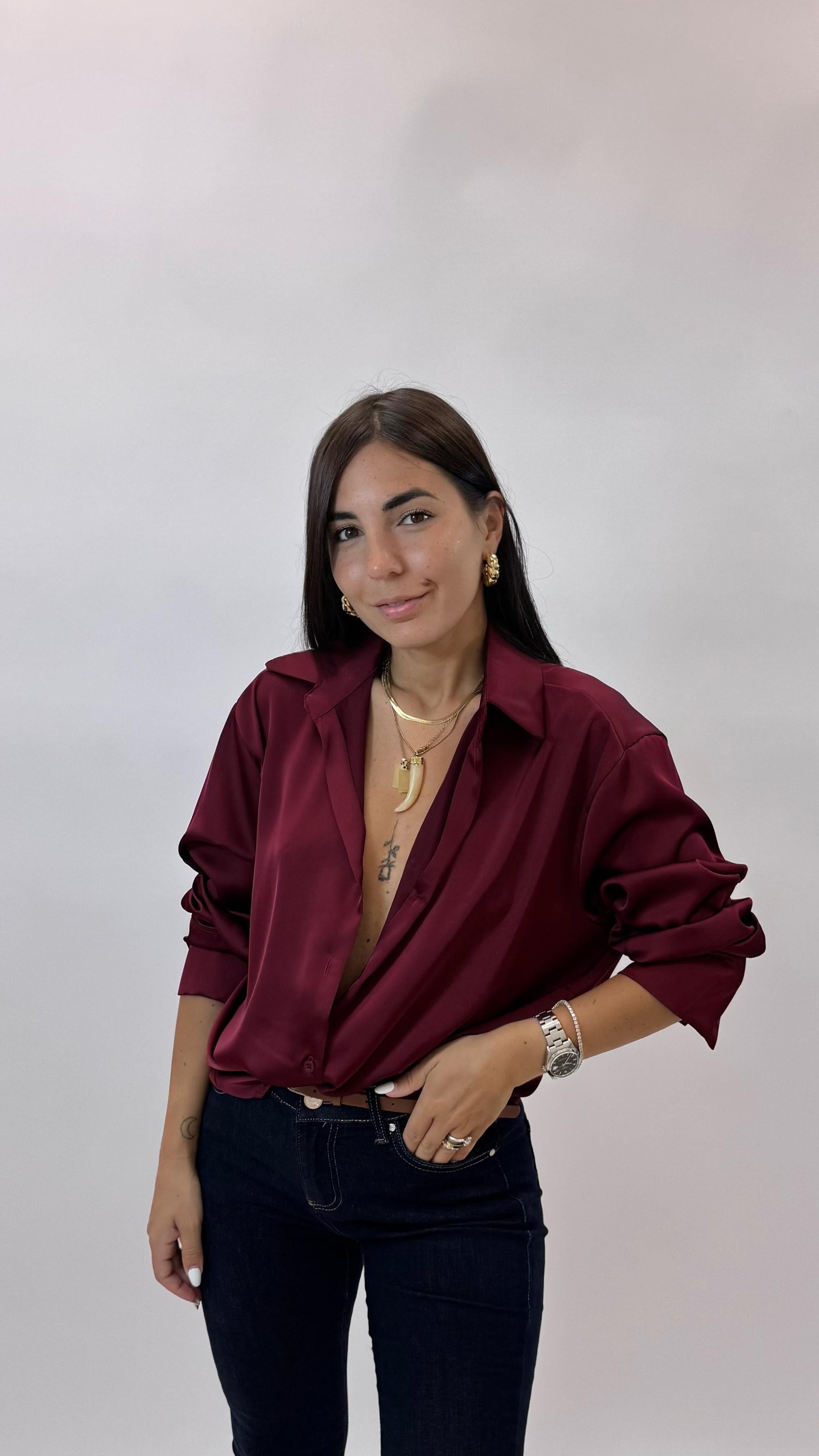 Camicia Silk Rosso India