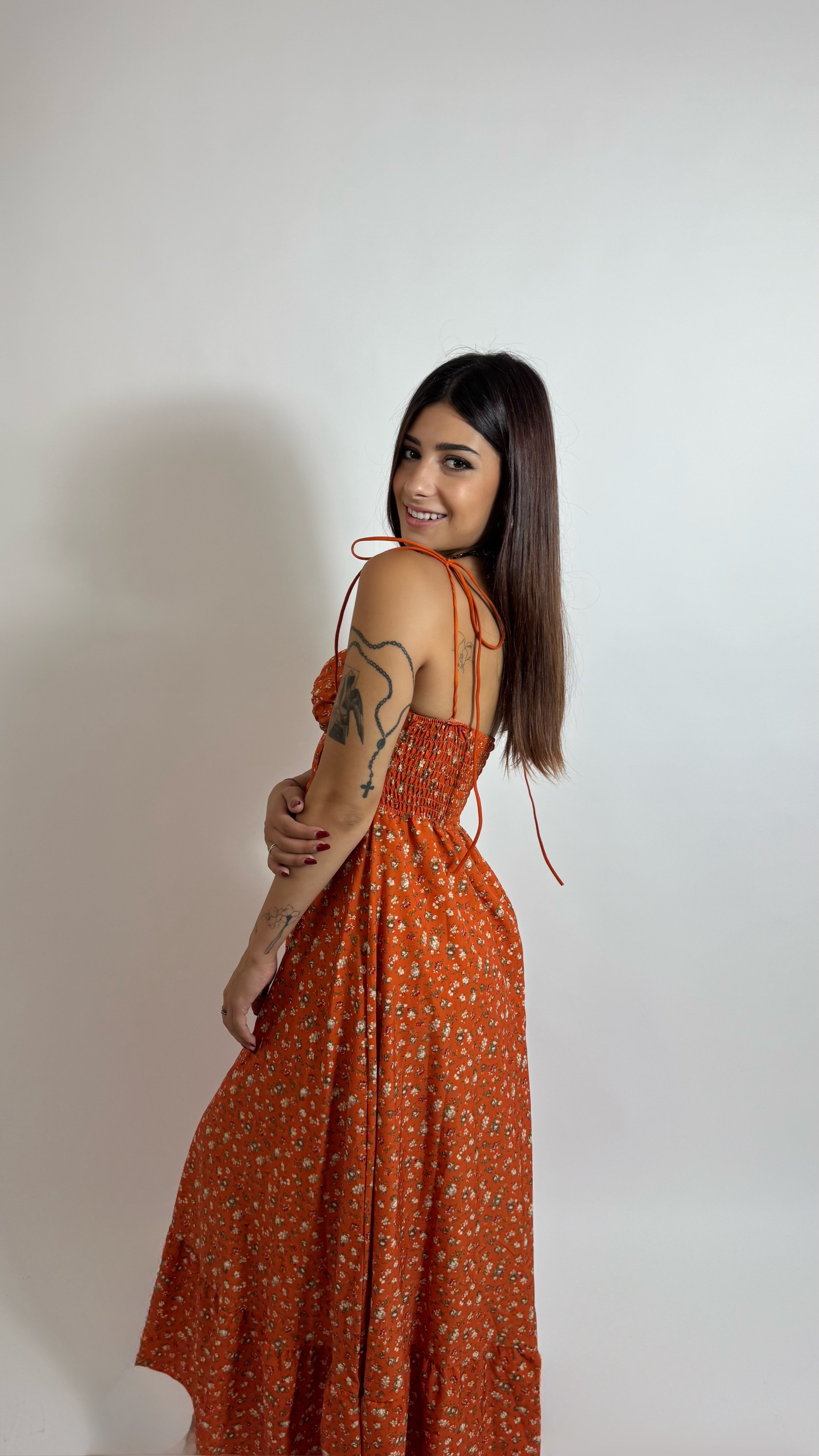 Abito Alice Flowers Orange