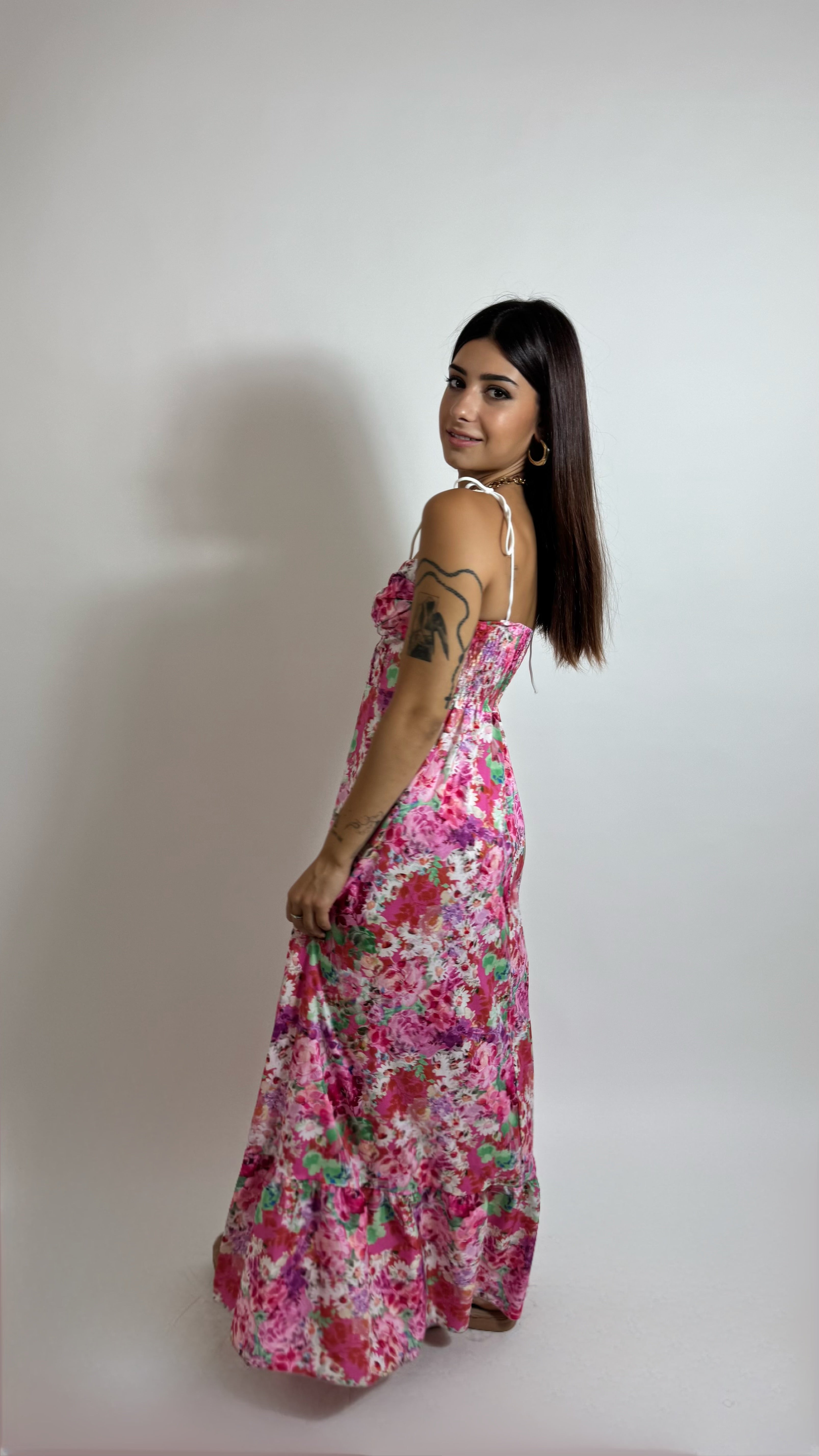 Abito Alice Flowers Pink/White