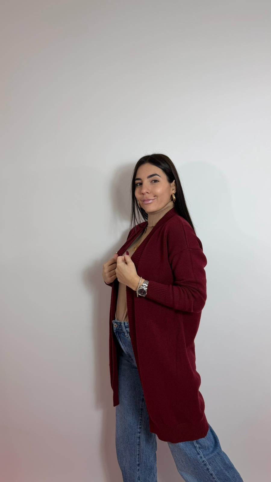 Cardigan Cannolè Top Quality Burgundy