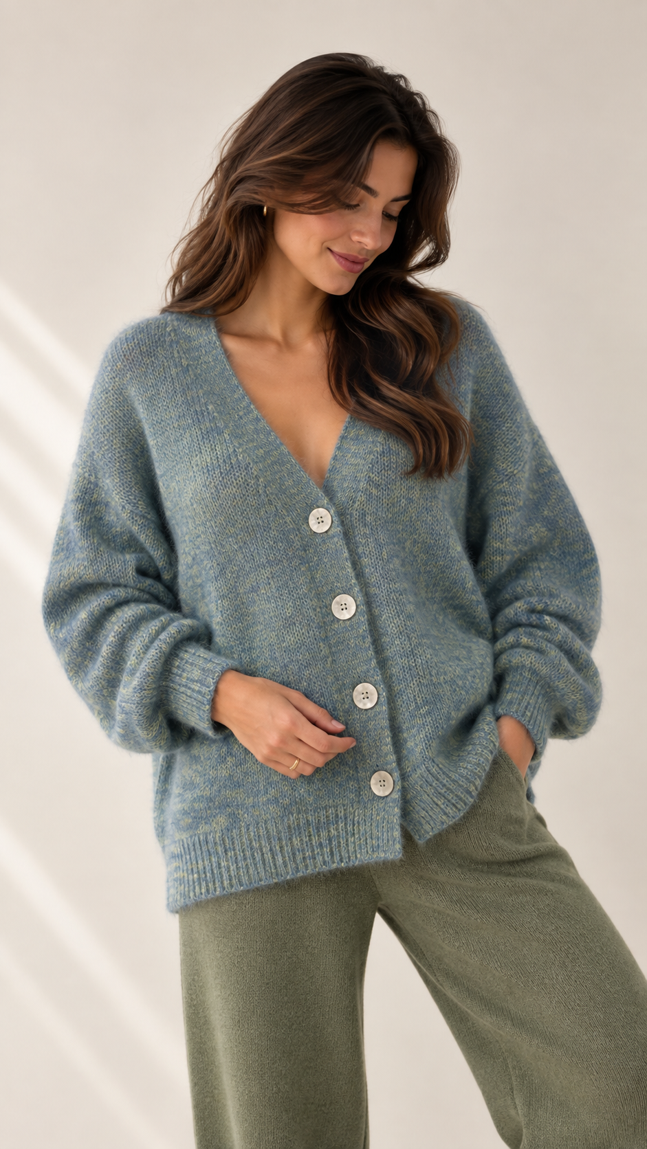 Cardigan Soft Touch Sky/Green