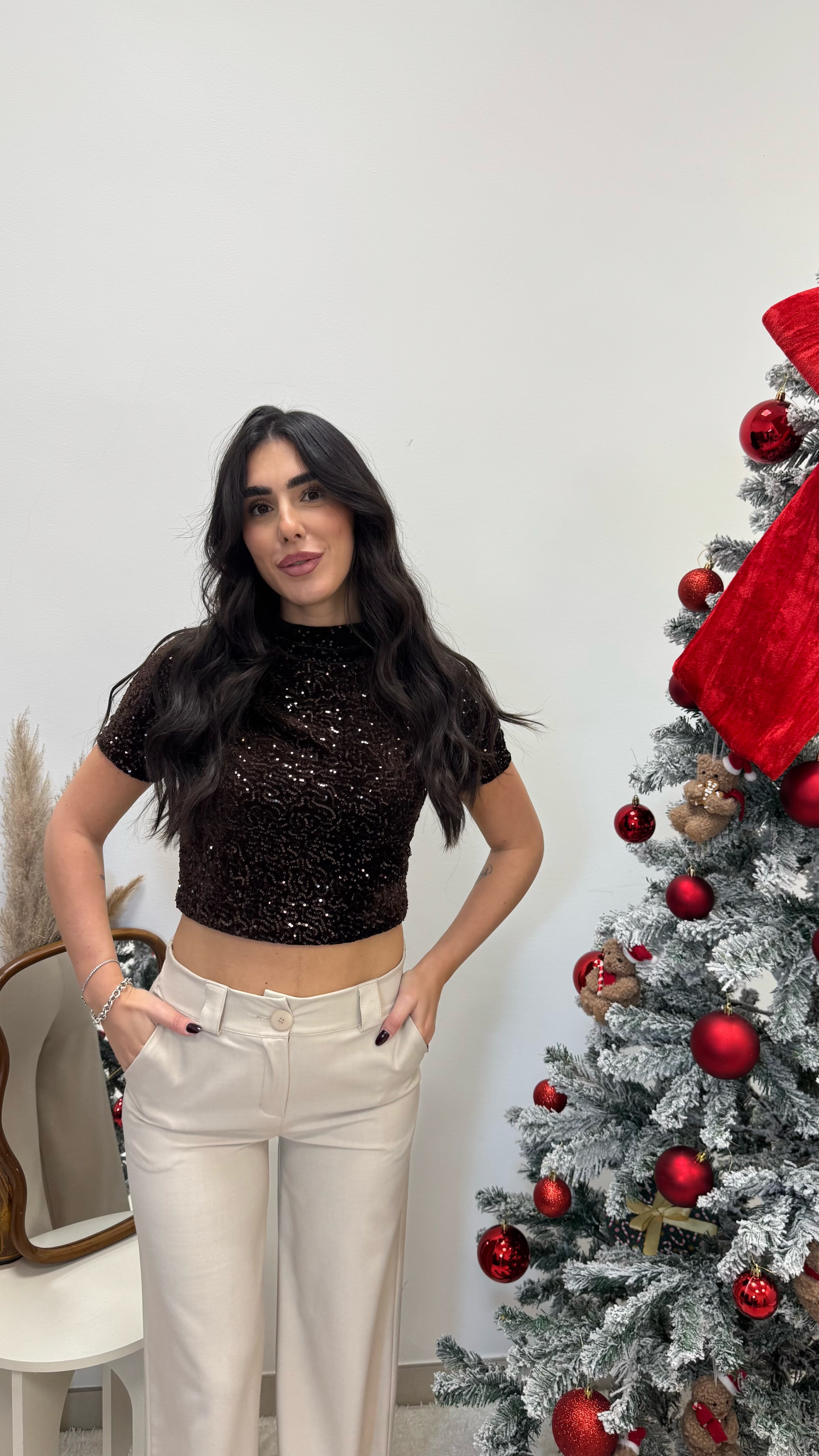 🥂Crop Top Paillettes Choco