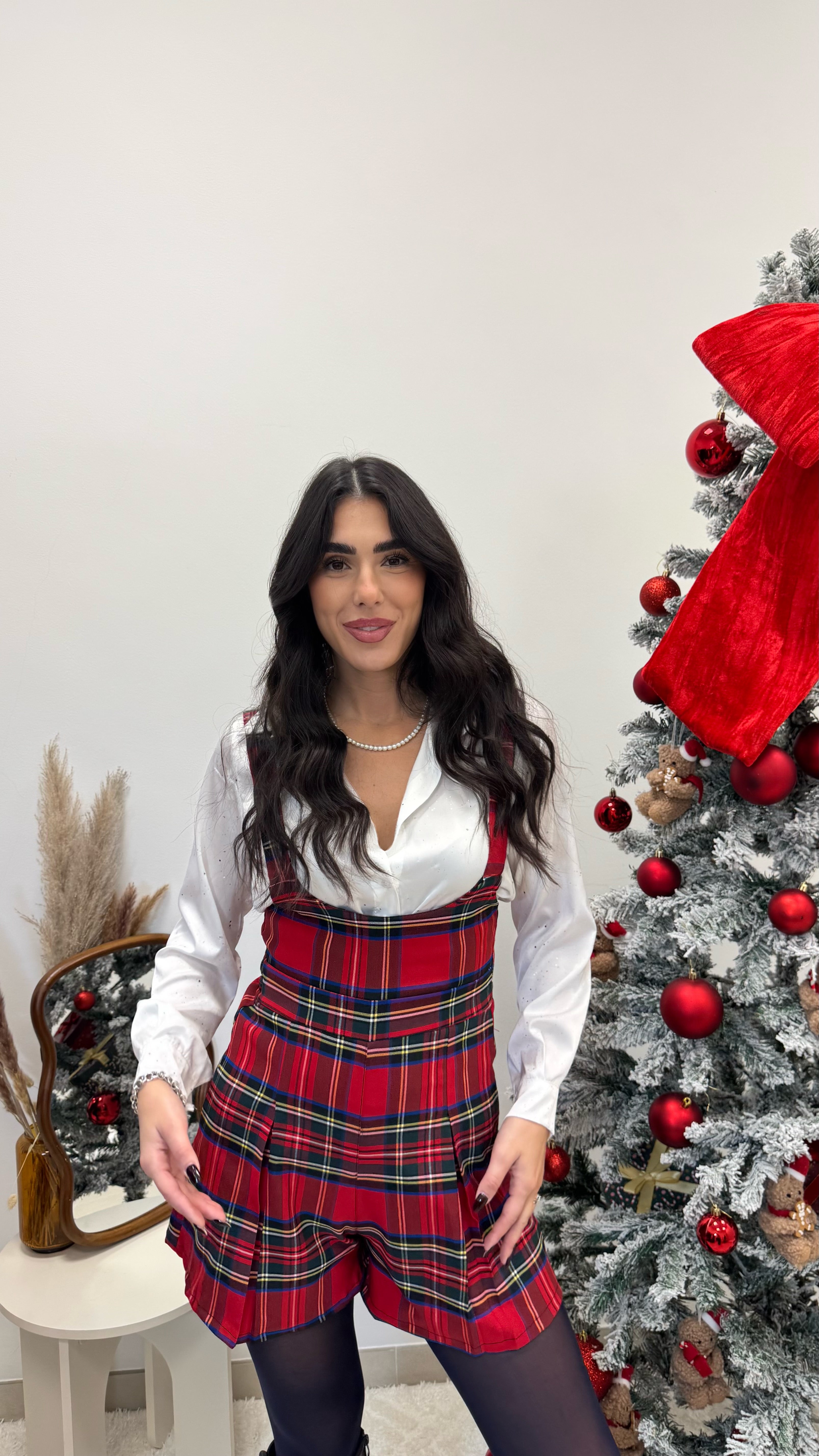 🎄 Mini Salopette Tartan Rossa