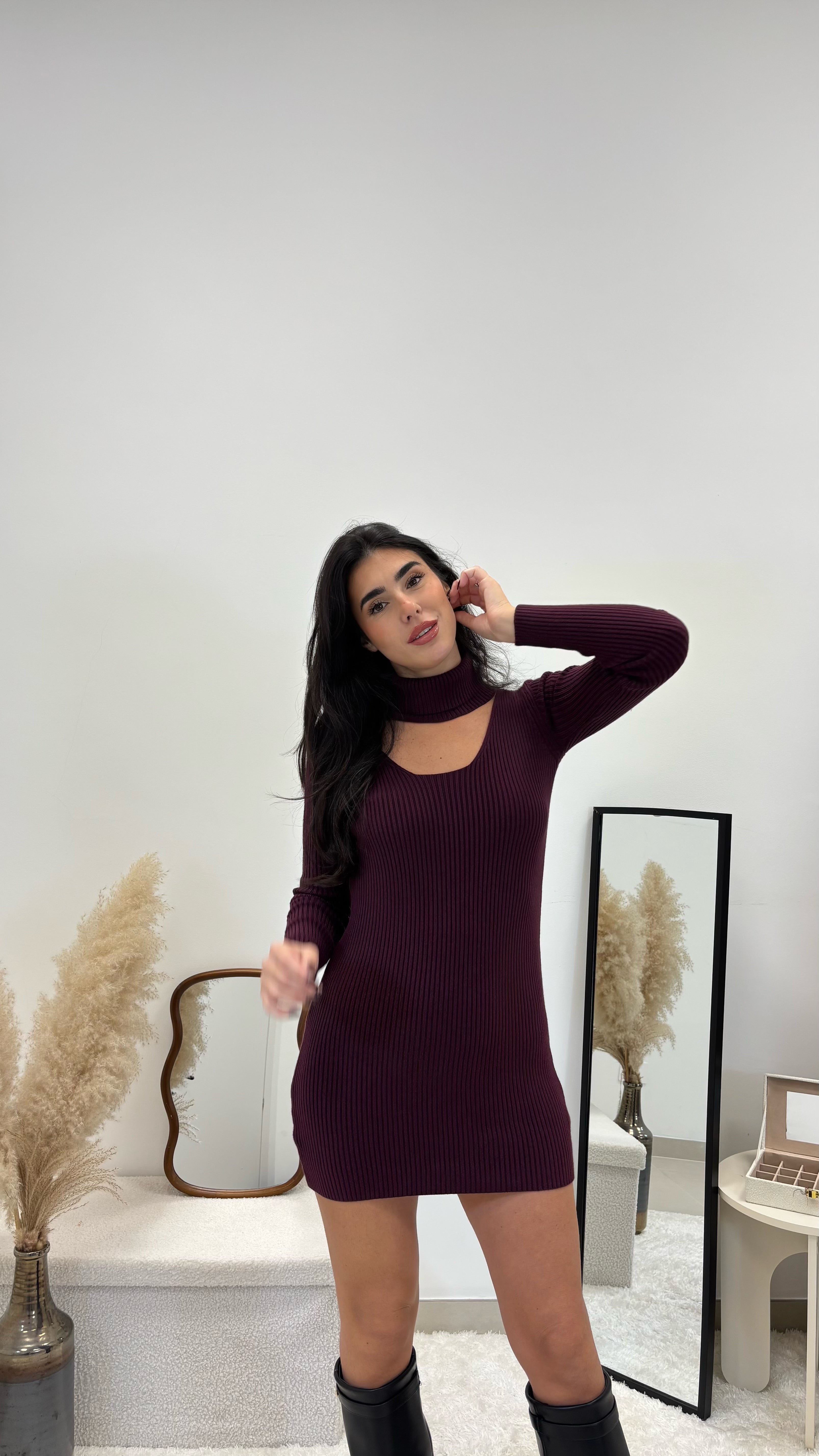 Abito Chocker Touch Burgundy