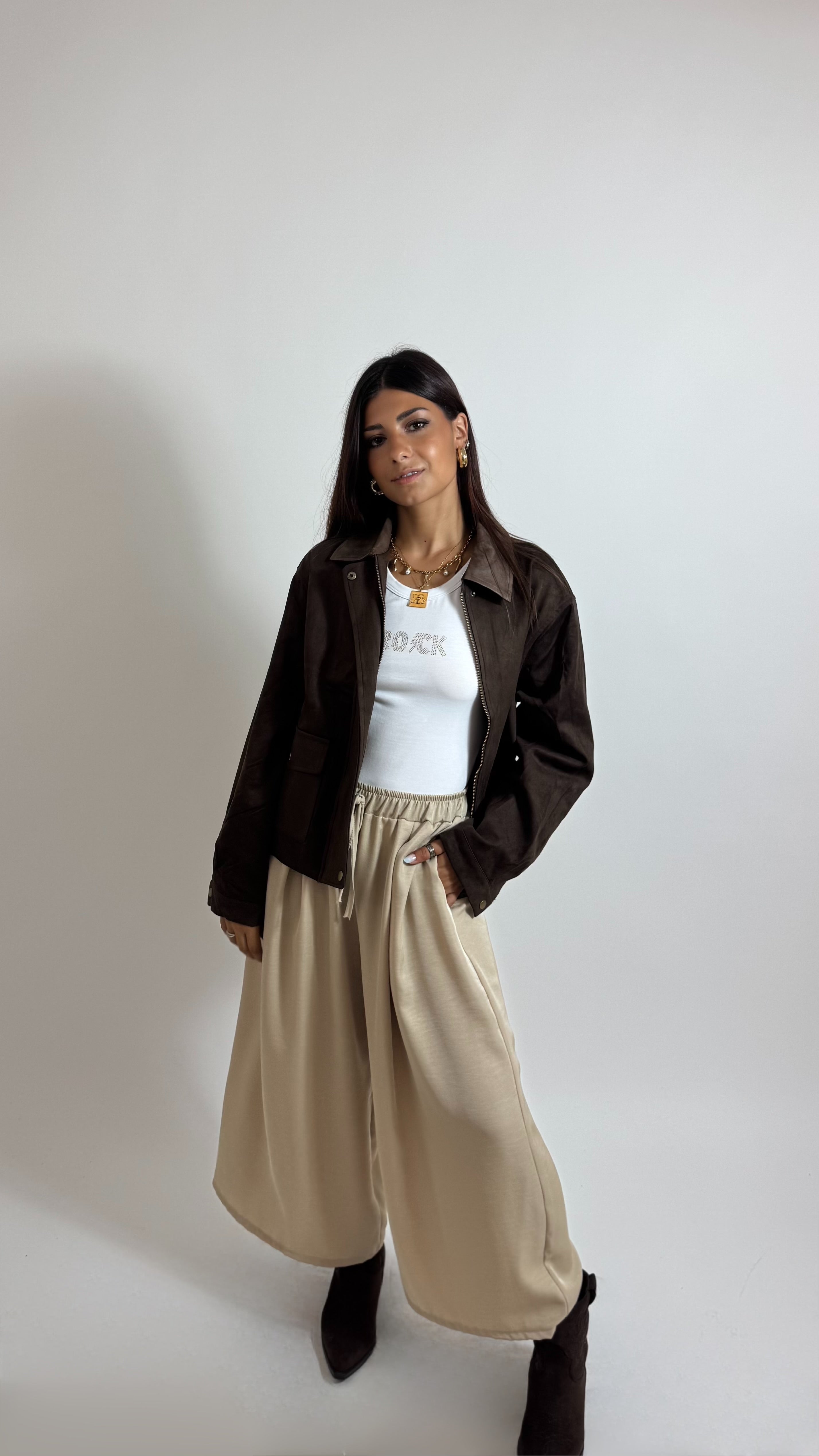 Pantalone Soft Capri Burro