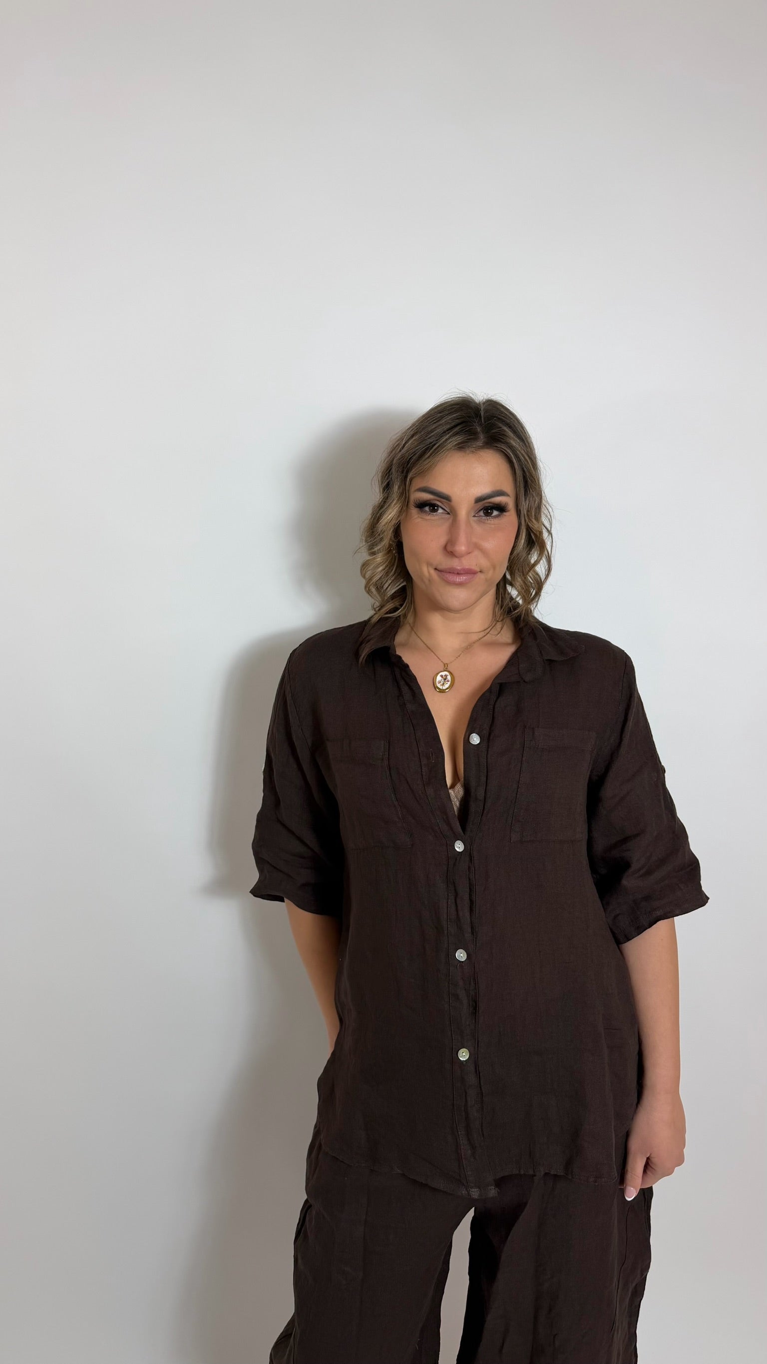 Camicia Lino Choco