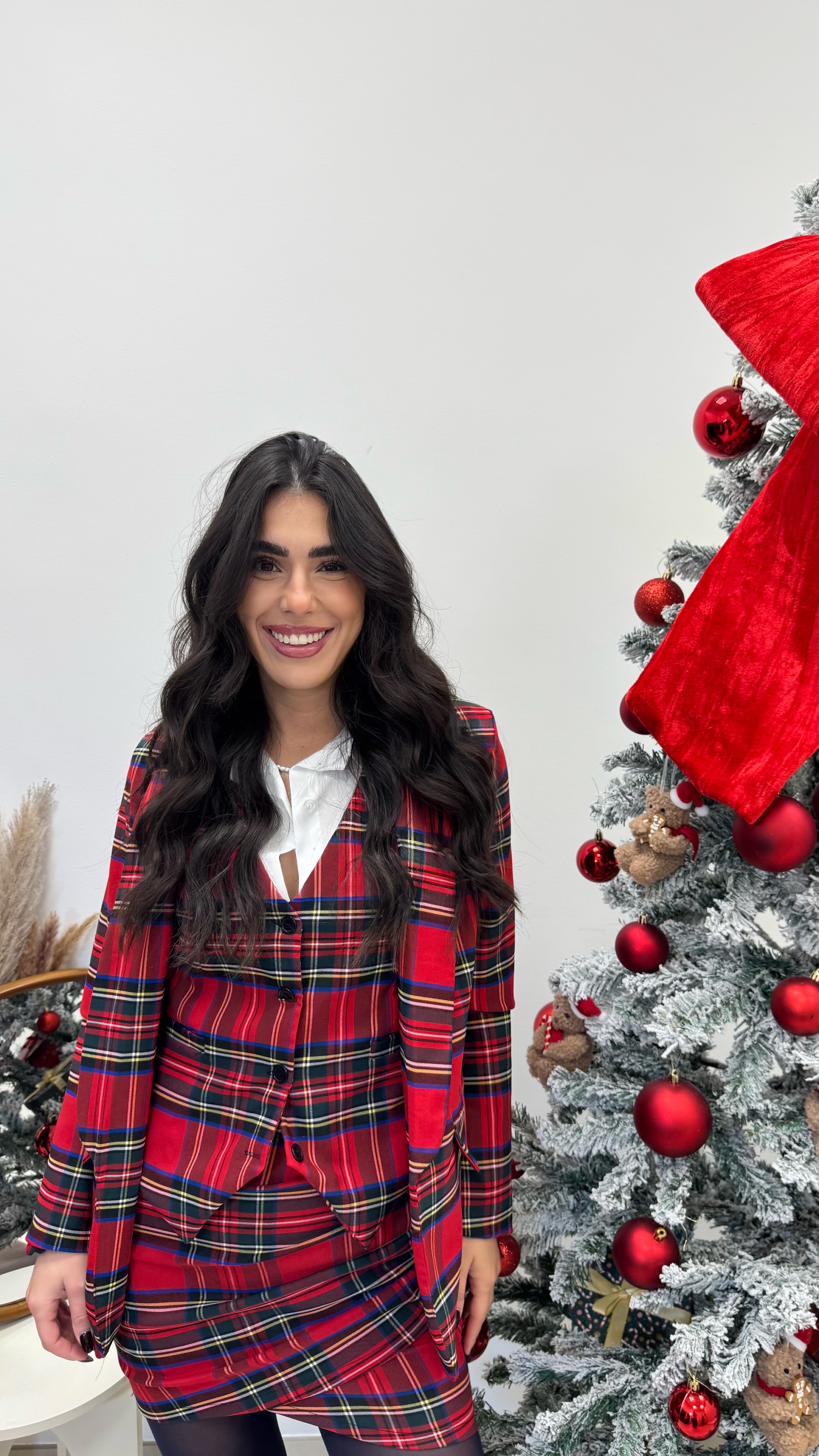 🎄Mini Tartan Drappeggio Rossa