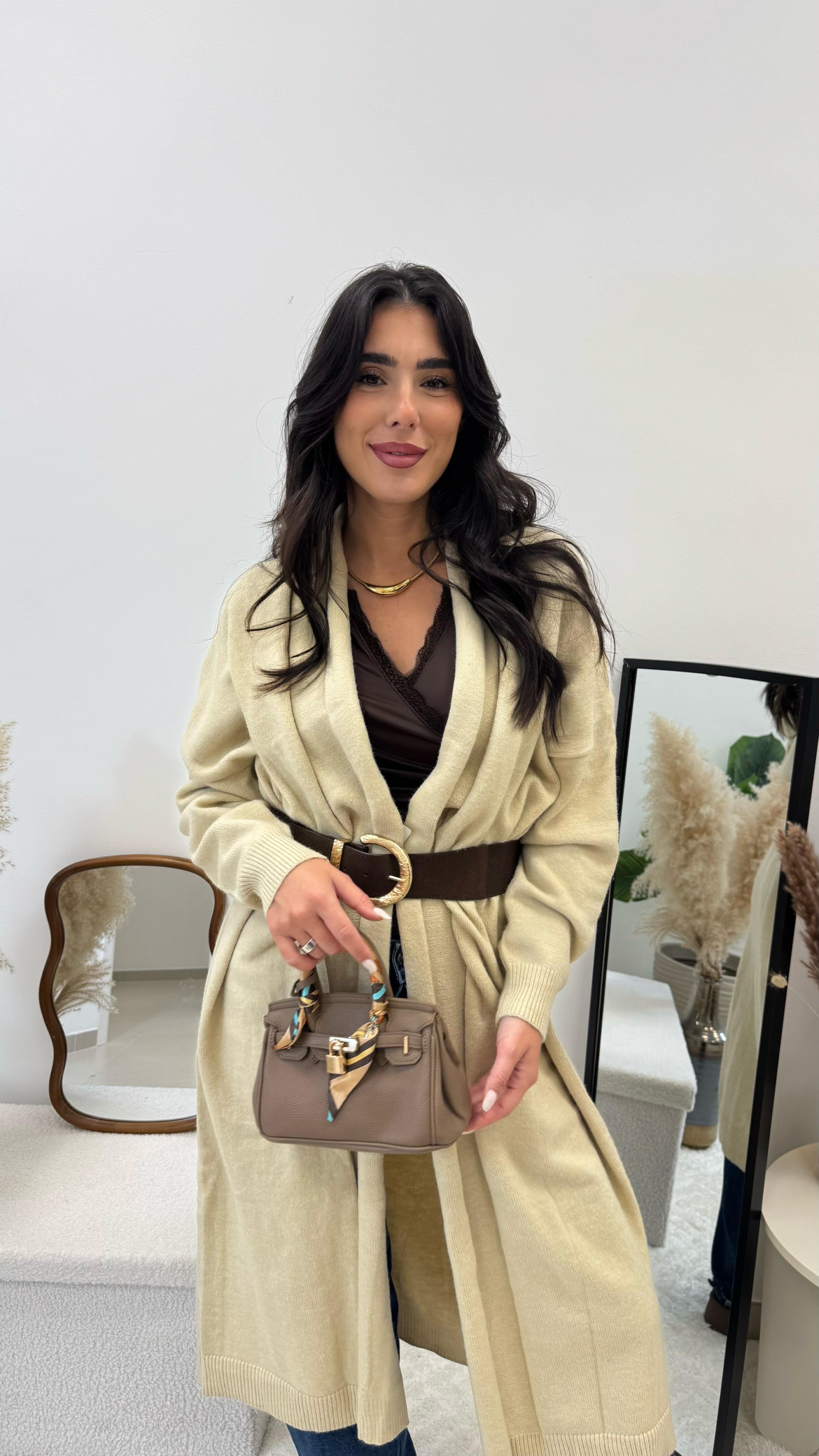 Cardigone Luxury con Cinta Burro