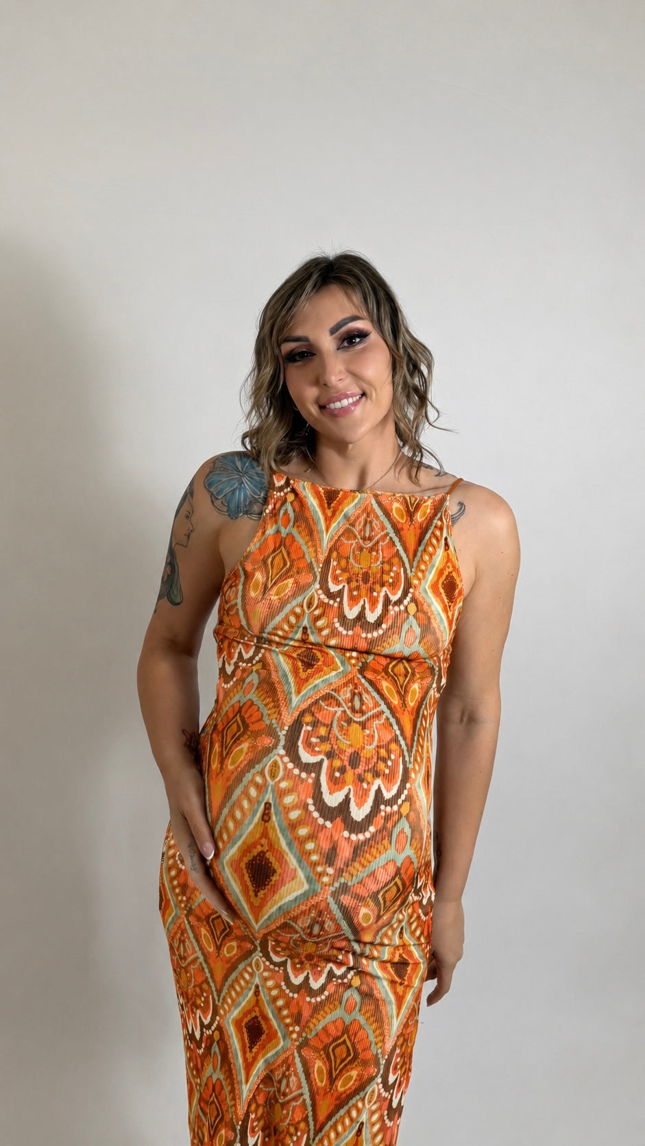 Abito Boho Stampa Orange