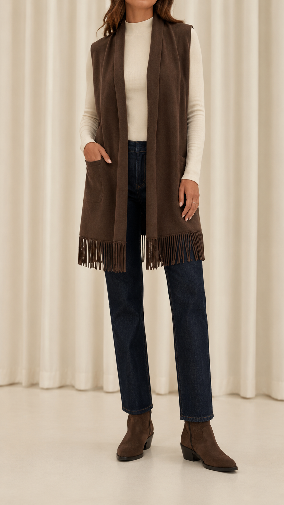 Gilet Rasato Frange Choco