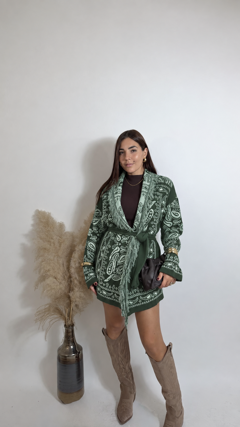 Cardigan Etnico Verde