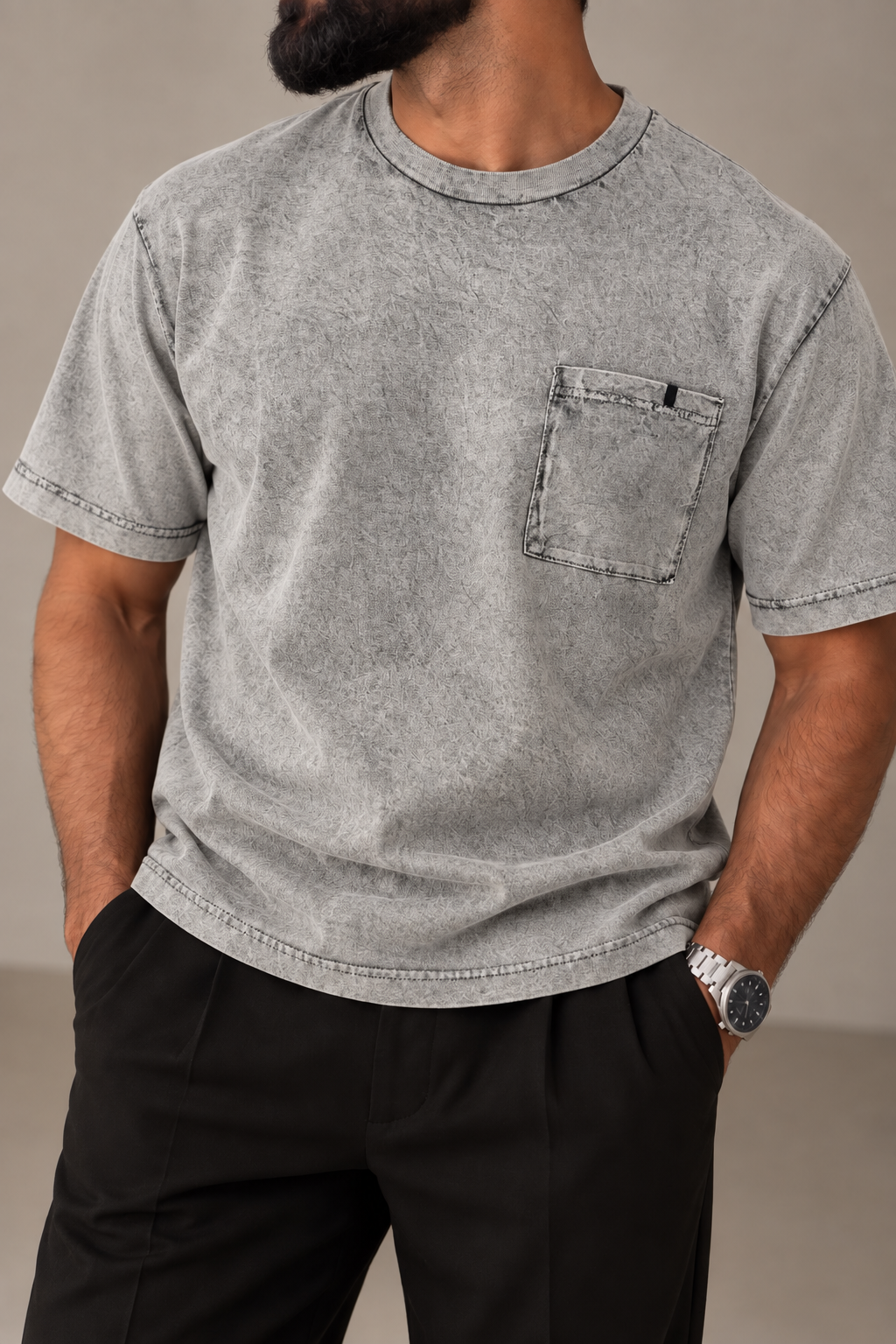 T-shirt Pocket Washed Grey