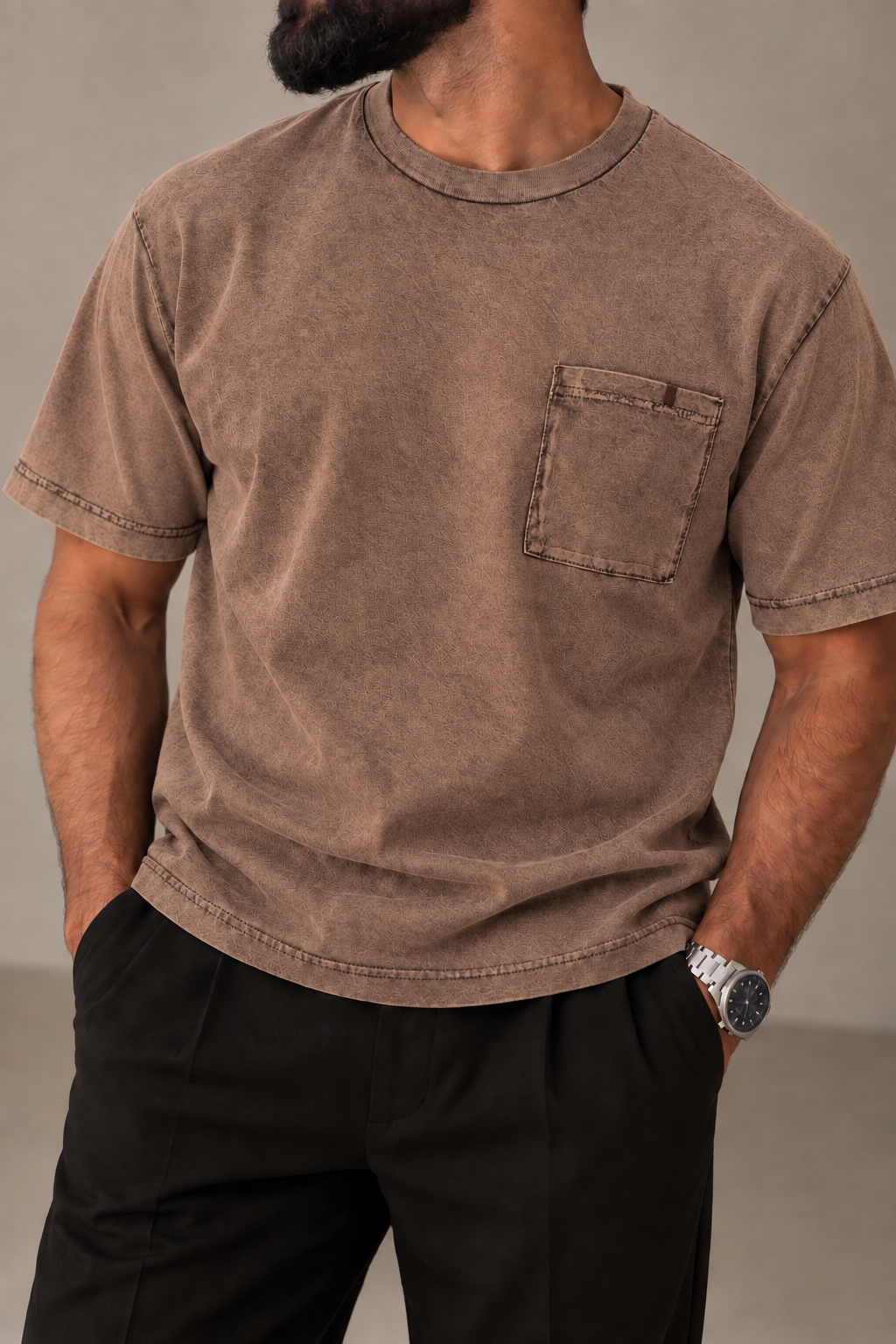 T-shirt Pocket Washed Choco