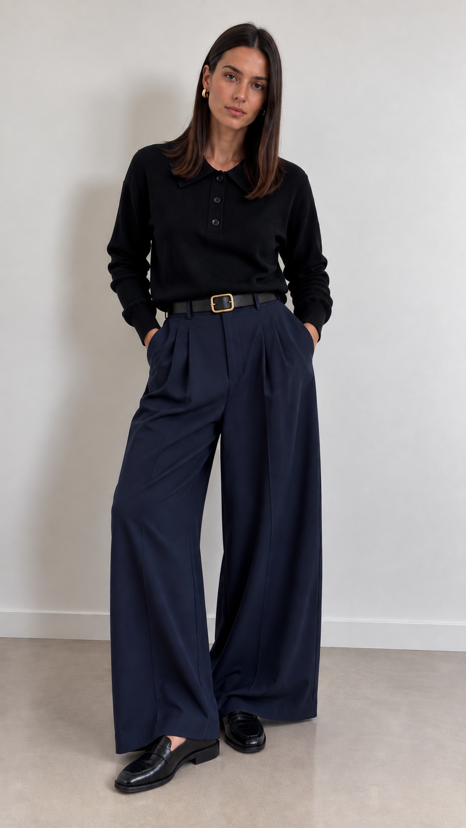 Pantalone Full Lenght Con Cinta Blu