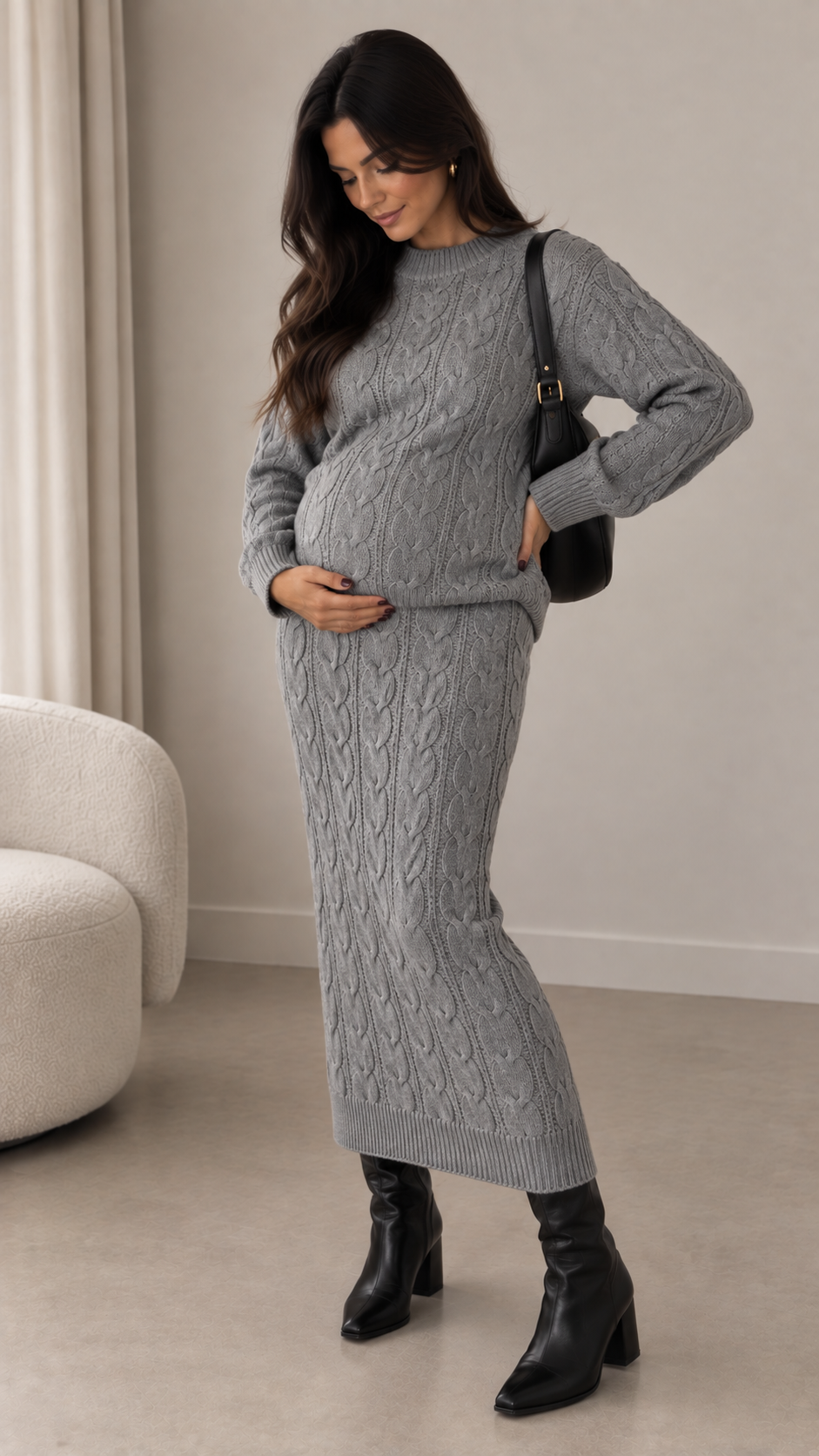Set Pull e Longuette Treccia Grigio Perla