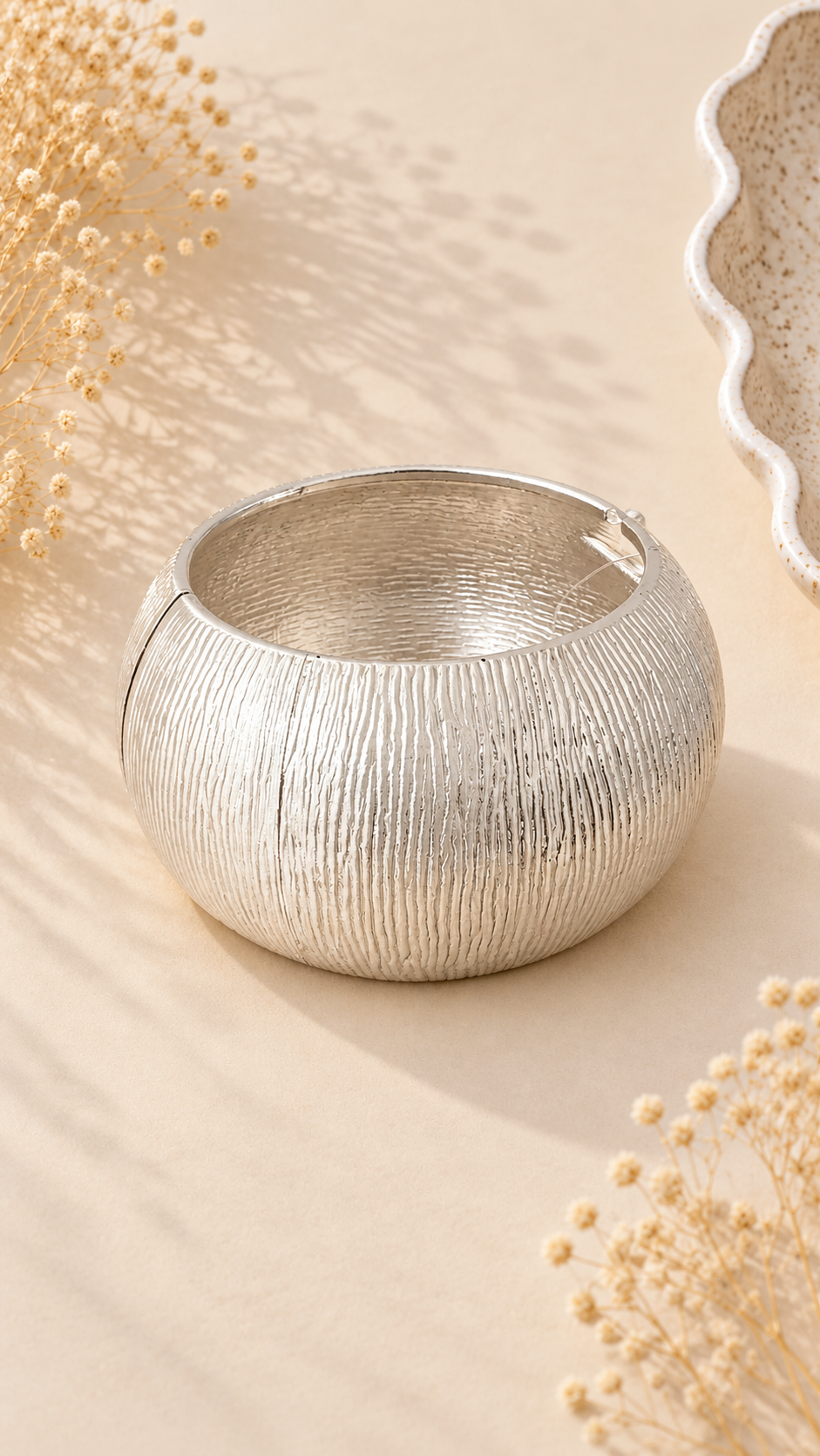 Ribbed Silver Bracelet