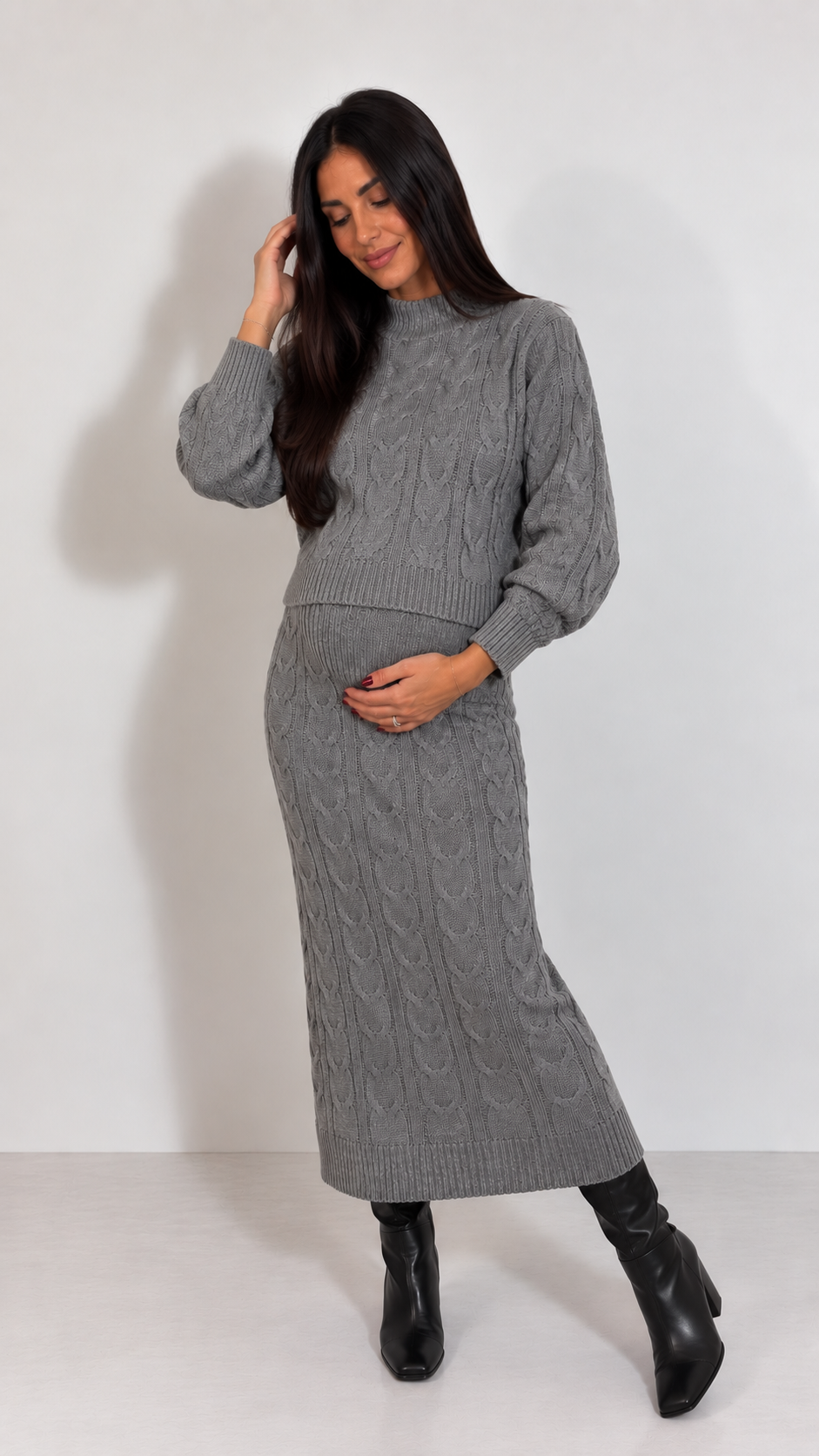 Set Pull e Longuette Treccia Grigio Perla