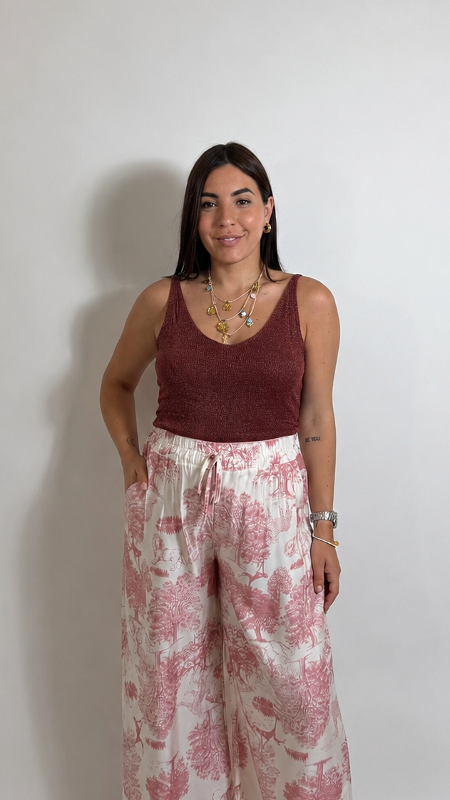Canotta in Filo Lurex Rosso India