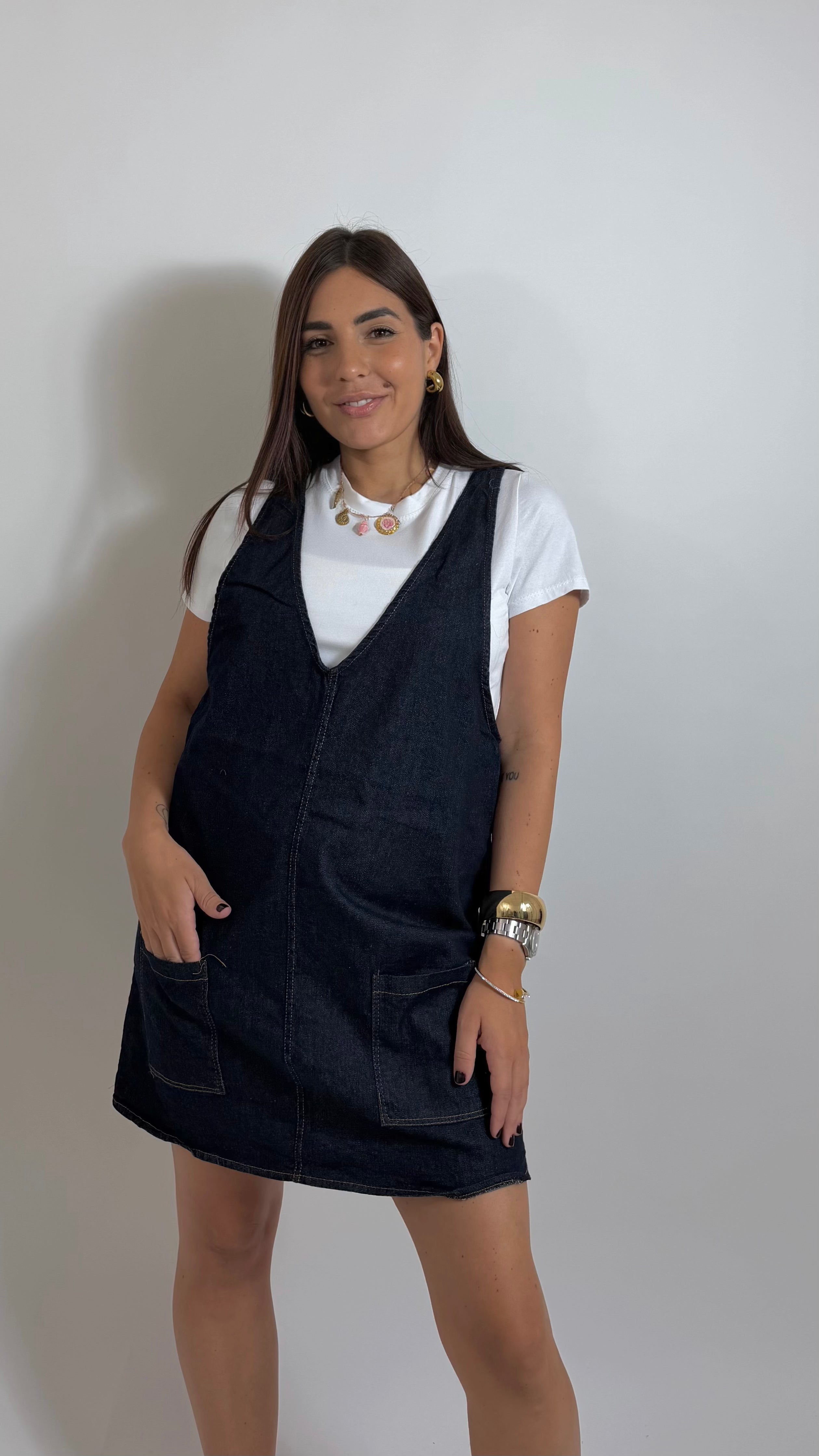 Mini Dress Salopette Denim