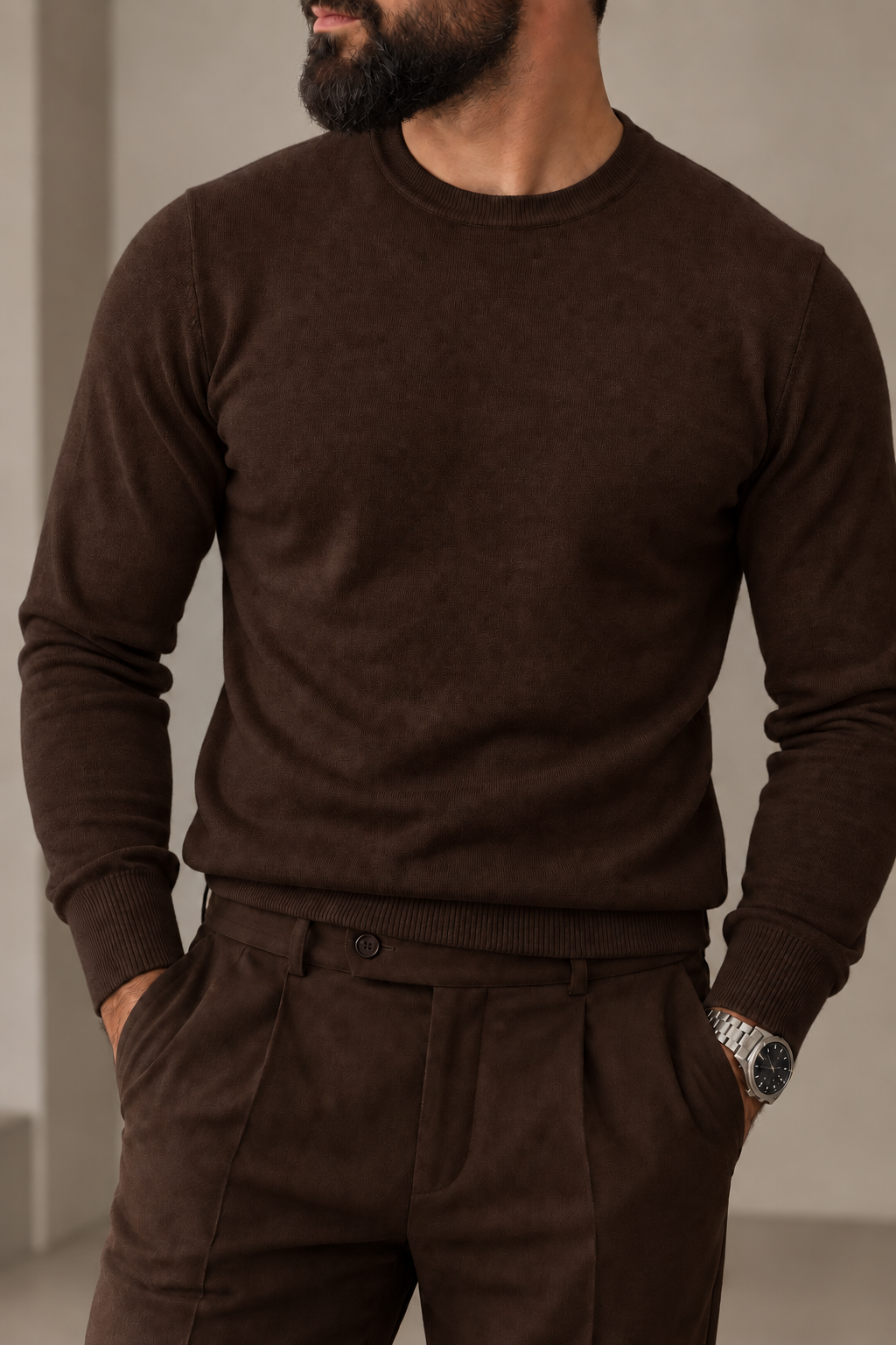 Maglia Girocollo Uomo Essential Choco