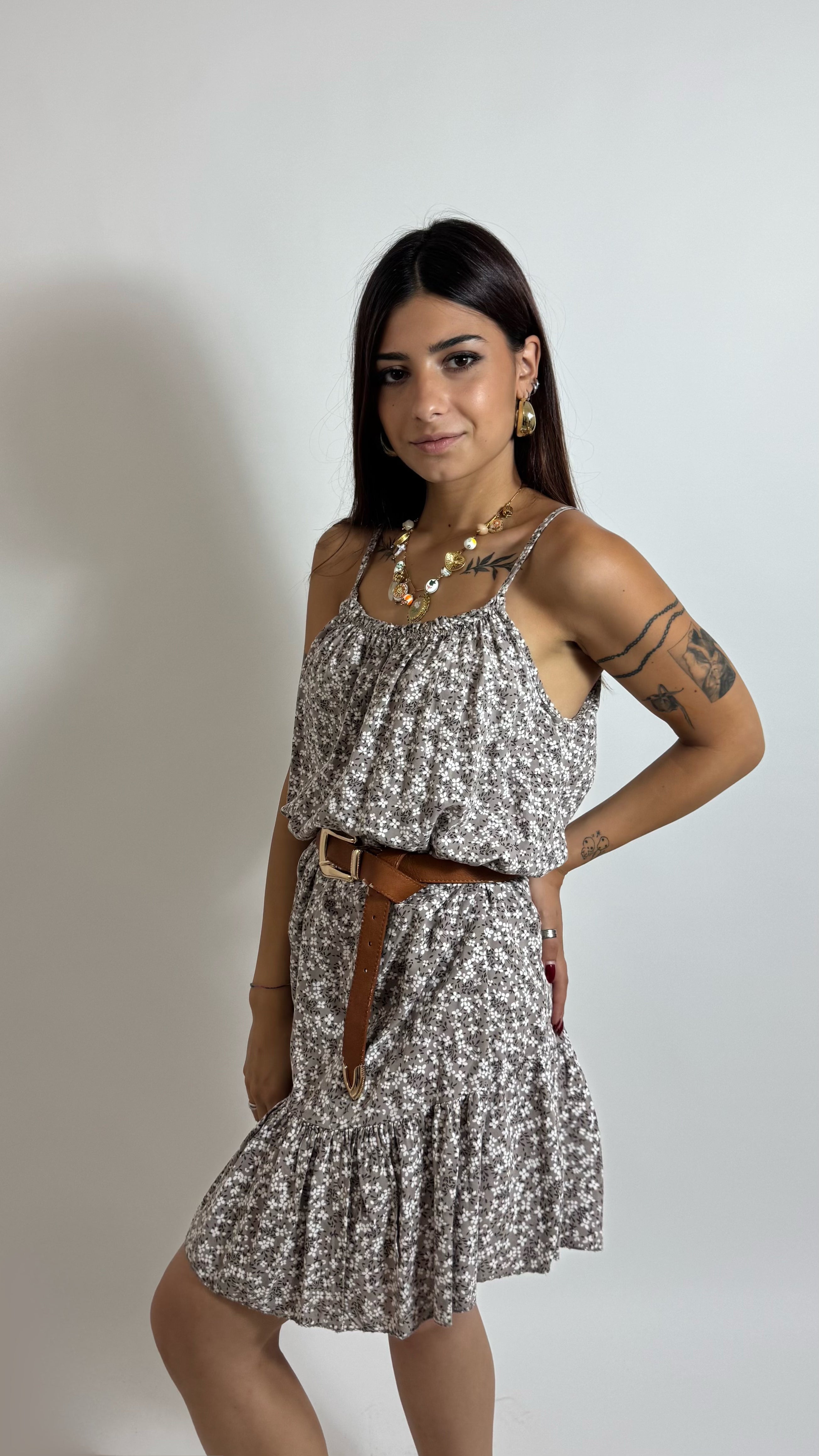 Mini Dress Bloom Tortora