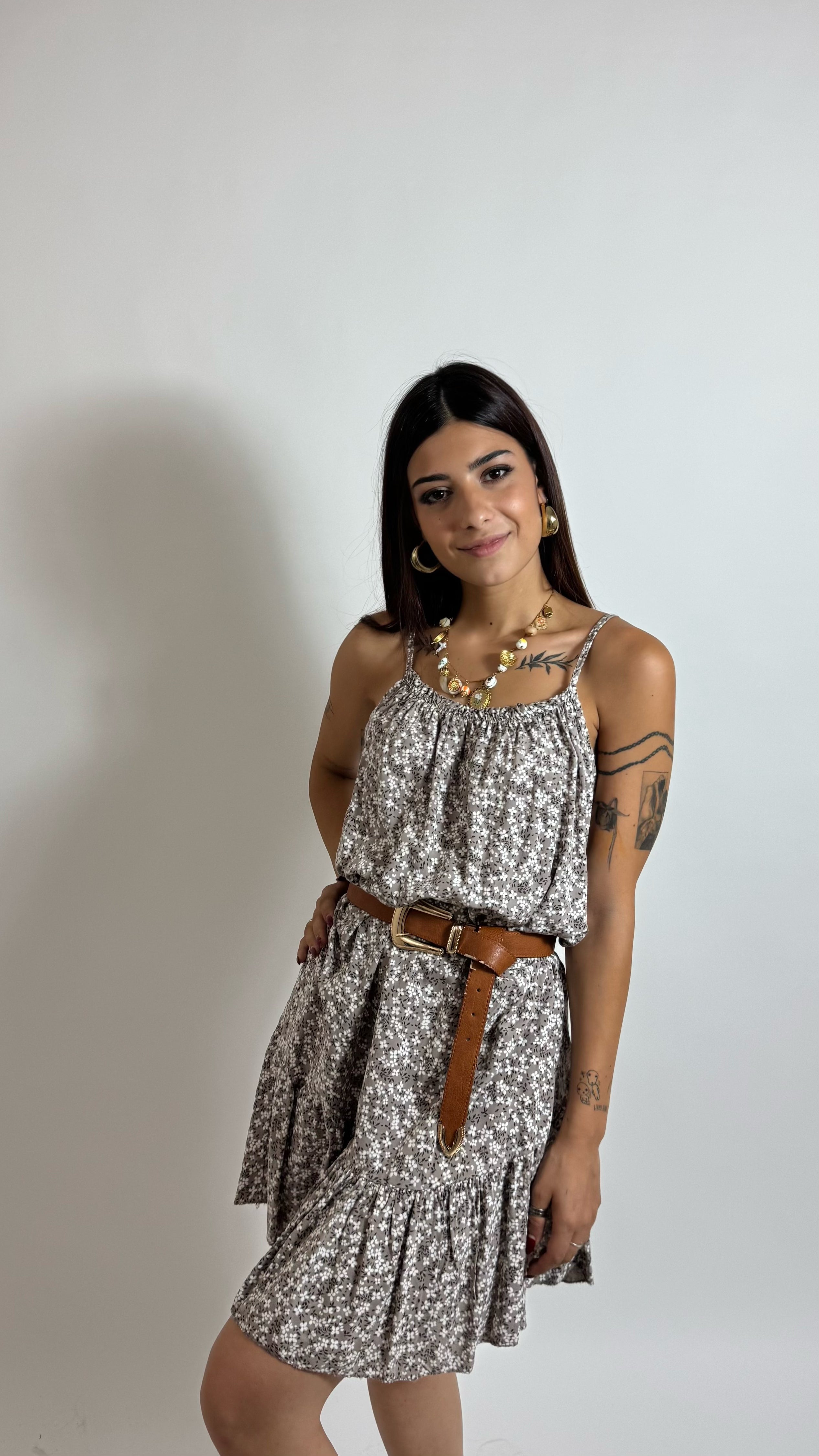 Mini Dress Bloom Tortora
