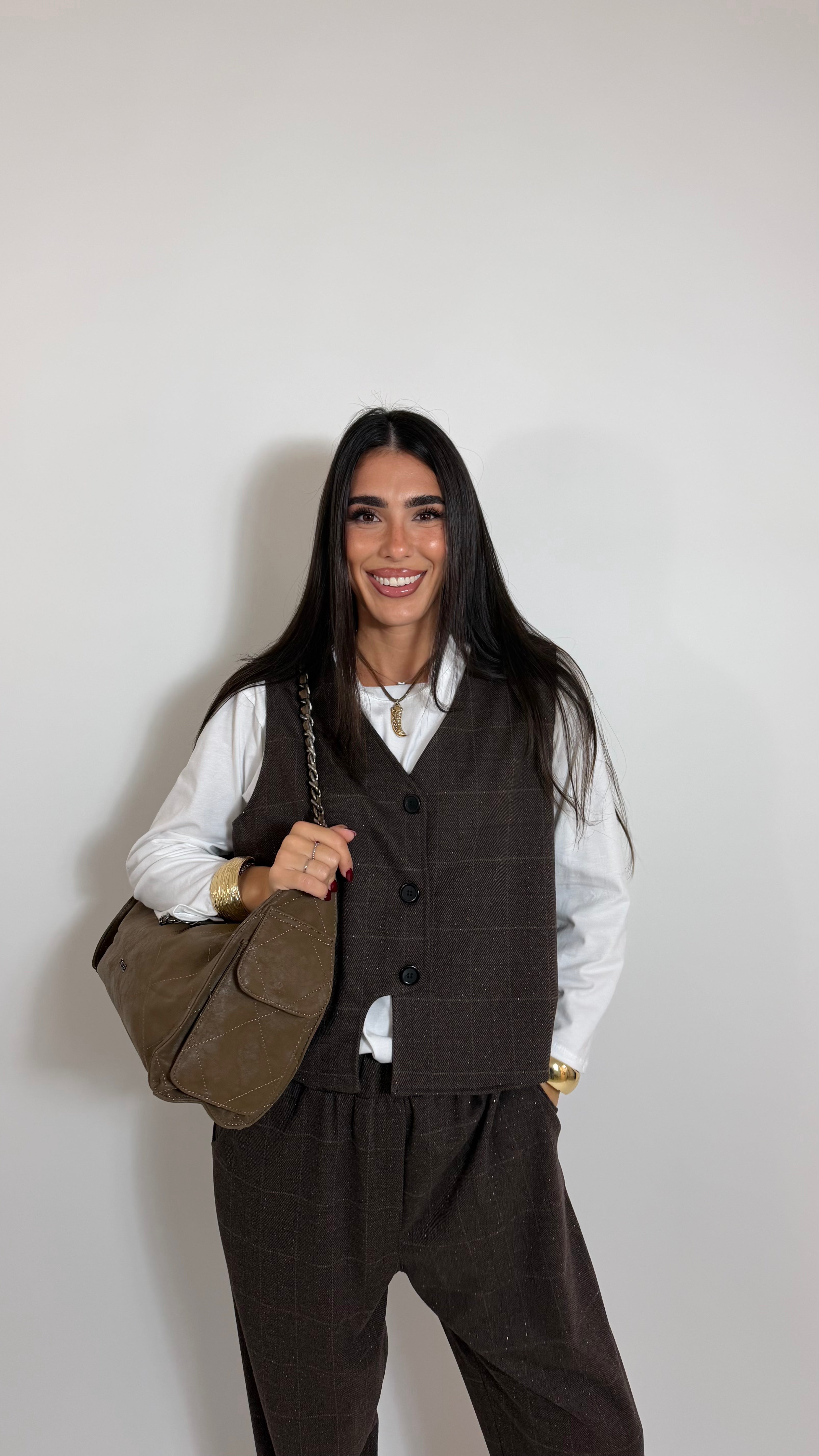 Set Tailored Check Moka